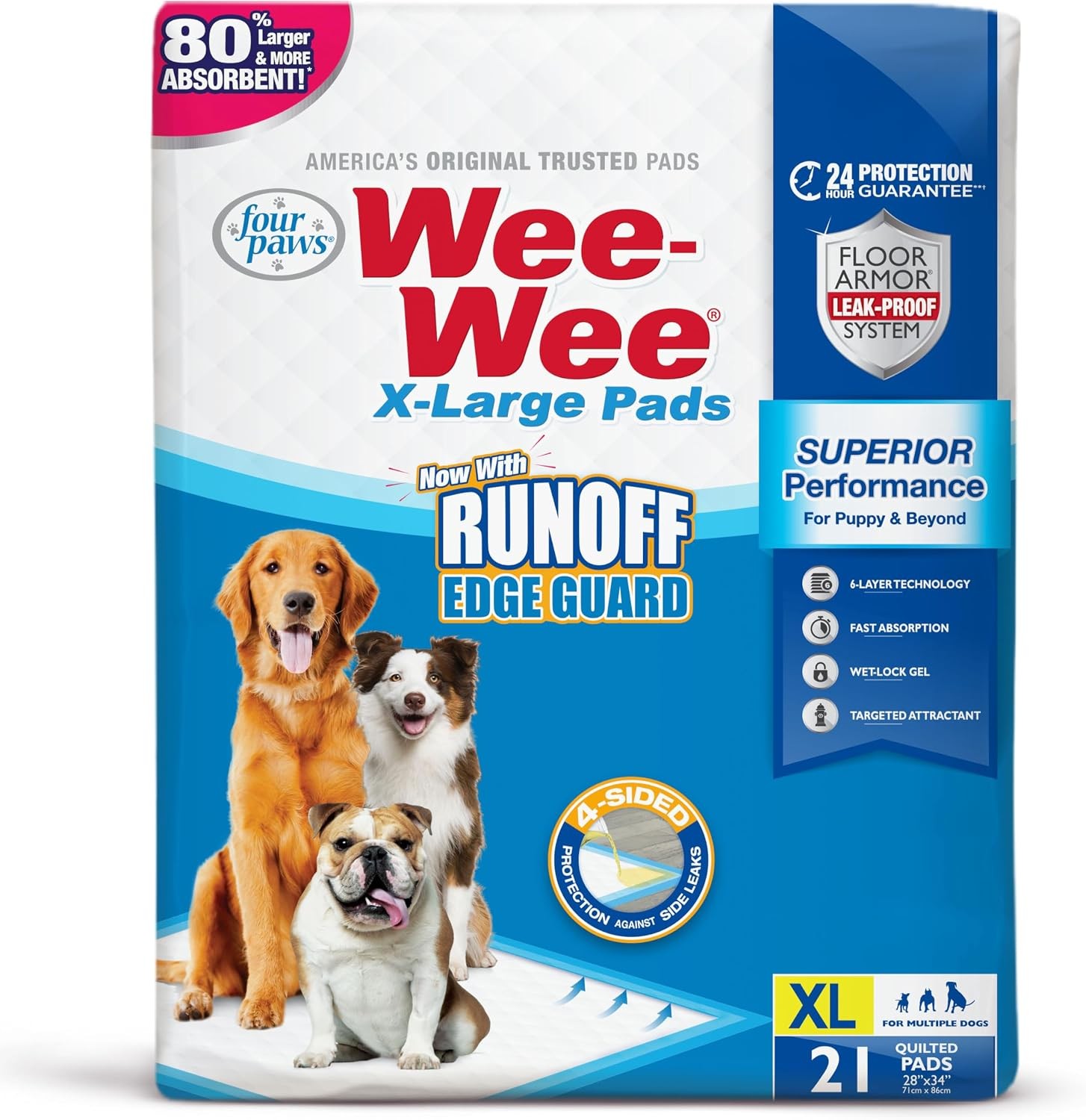 Wee-Wee Superior Performance X-Large Dog Pee Pads 21 Count Puppy & potty