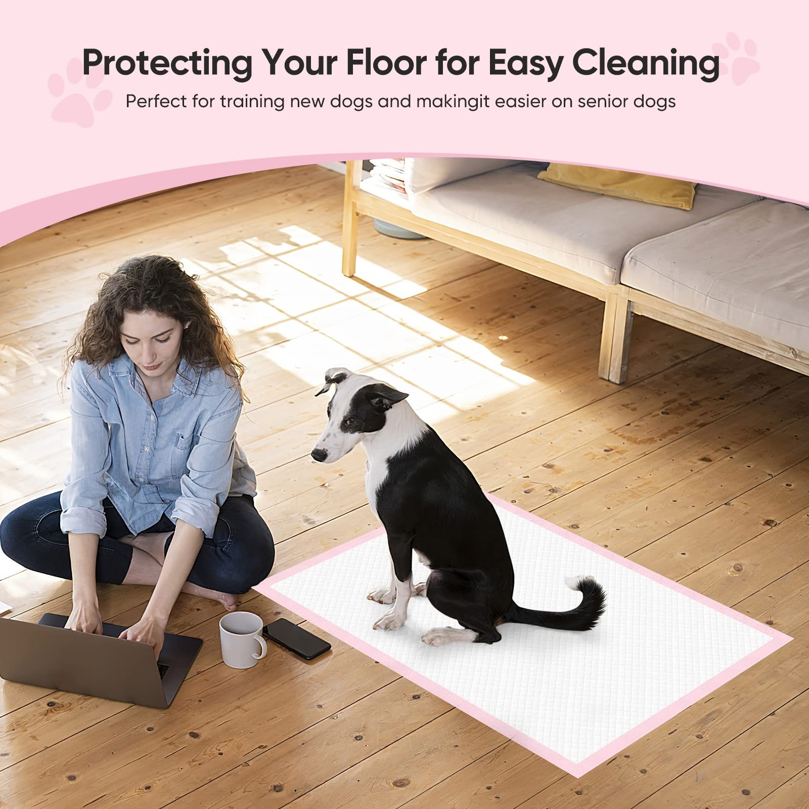 Super-Absorbent Leak-Proof Dog and Puppy Pet Training Pad, Housebreaking Pupp…