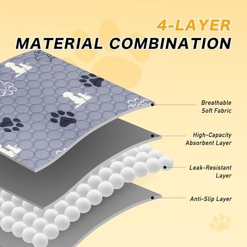 Extra Large Washable Dog Pee Pads 48″x48″, Reusable Waterproof Puppy Training Pa