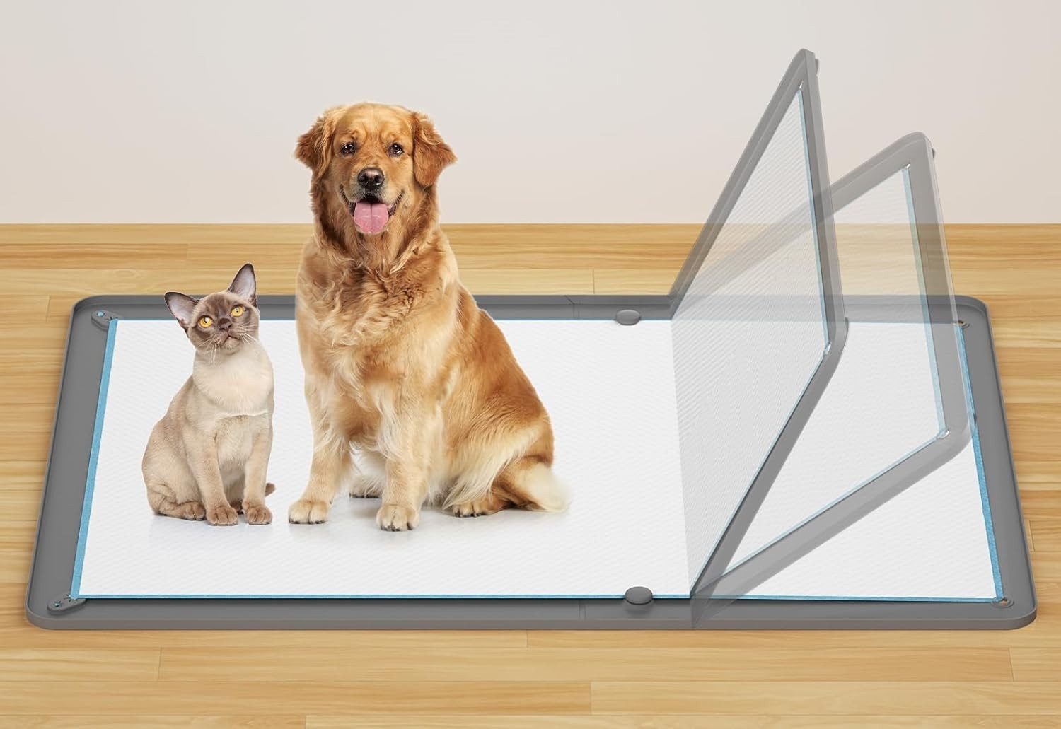 Puppy Pee Pads Holder for Dog Training Pads, Soft Potty Tray Large, Gray