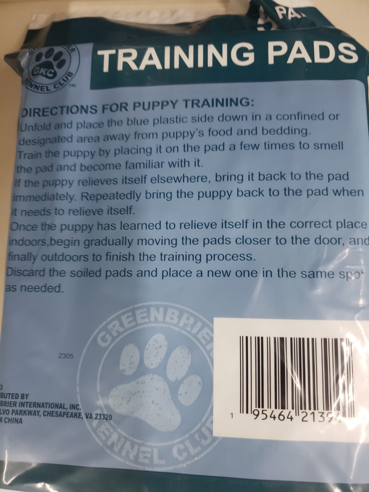 GKC Training Pads. 5 Pads In The Pack. 22inX22in. For Smaller Dog/puppy