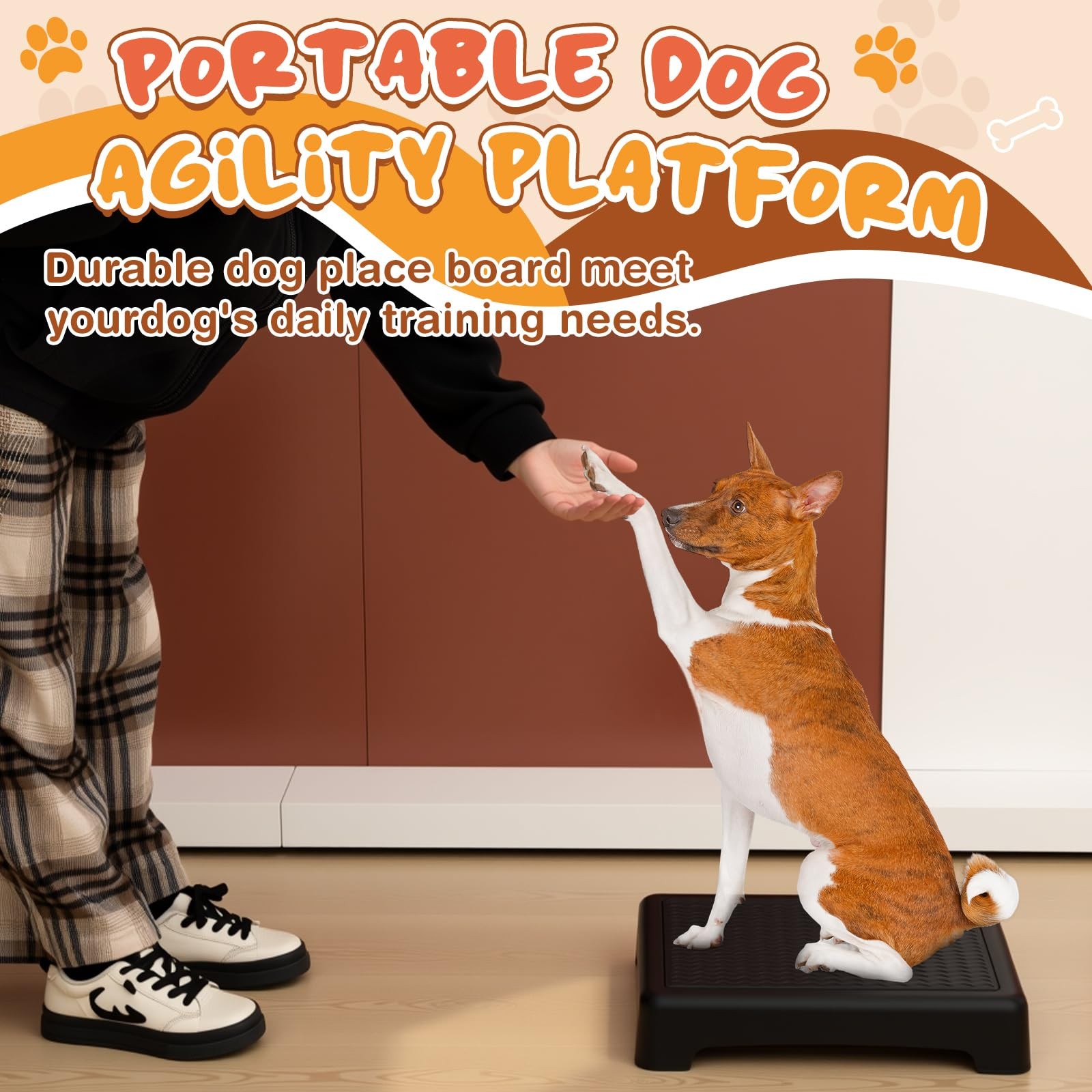 Sunnymove 1 Pcs Dog Training Platform Place Board with Non-Skid black