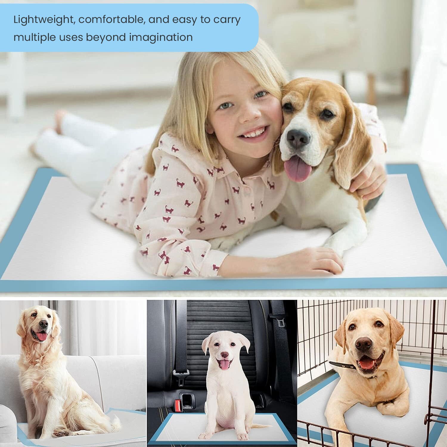 Dog Training Pads Ultra-Absorbent Blue Pet Pads 28 x 34 – Large 80 Pack