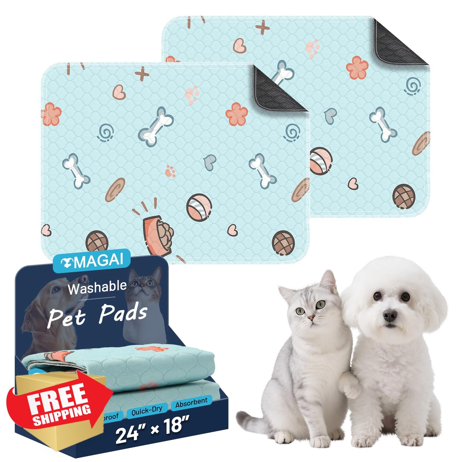 OMAGAI Pee Pads Blue 24×18 2 Packs