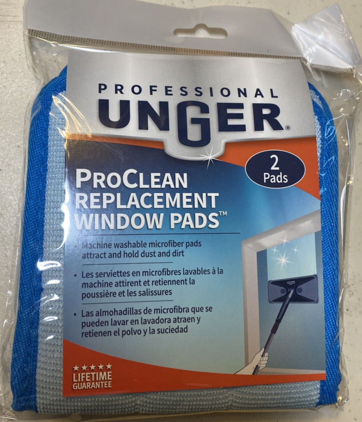 Unger Professional ProClean Window Cleaning Replacement Pads 2 Pack Lifetime War