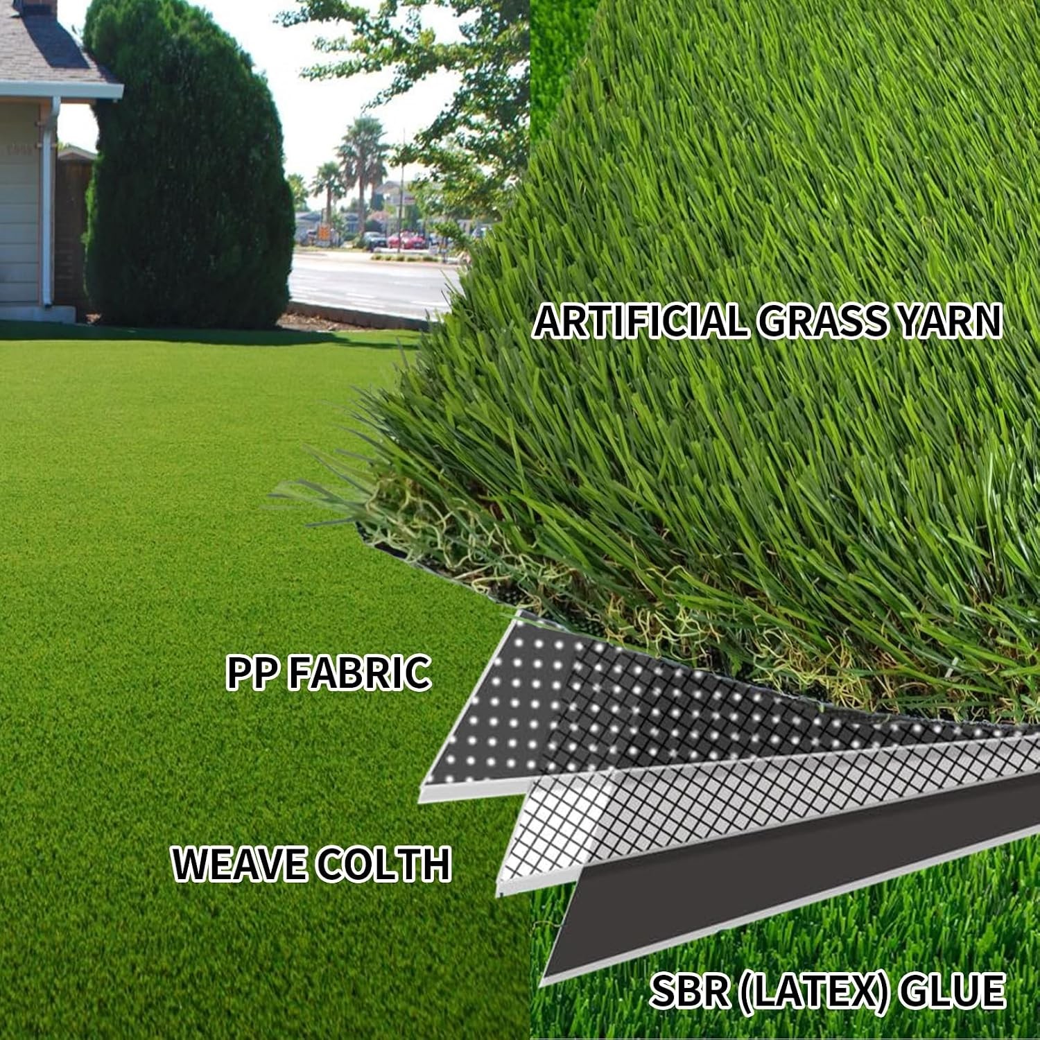 Artificial Pet Grass Dog Turf Mat Pad 1.38″ Pile Height Thick Drain Holes