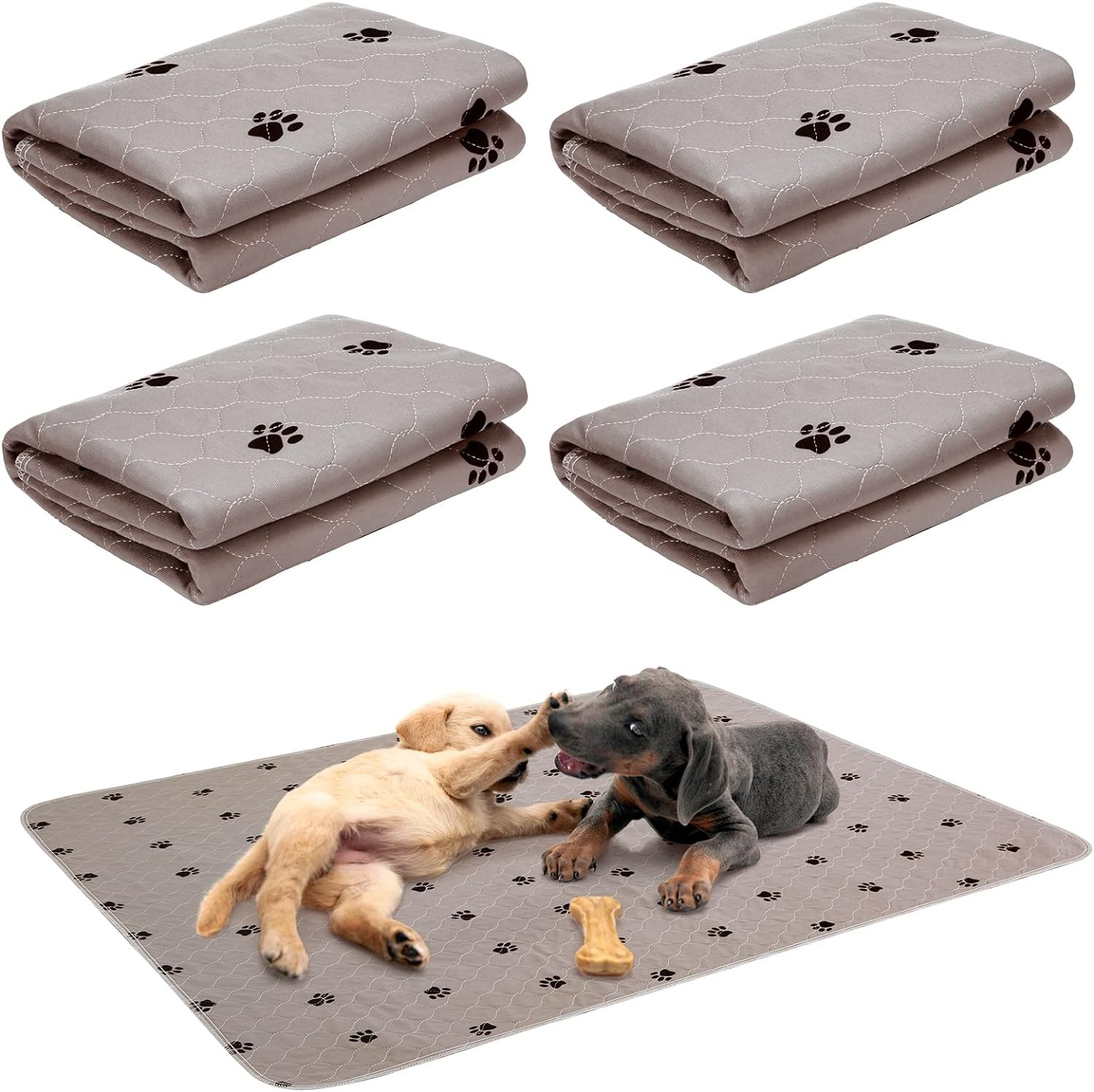 Washable Dogs Pee Pads-4pcs Waterproof Reusable Puppy Potty Training Pads-24×36”