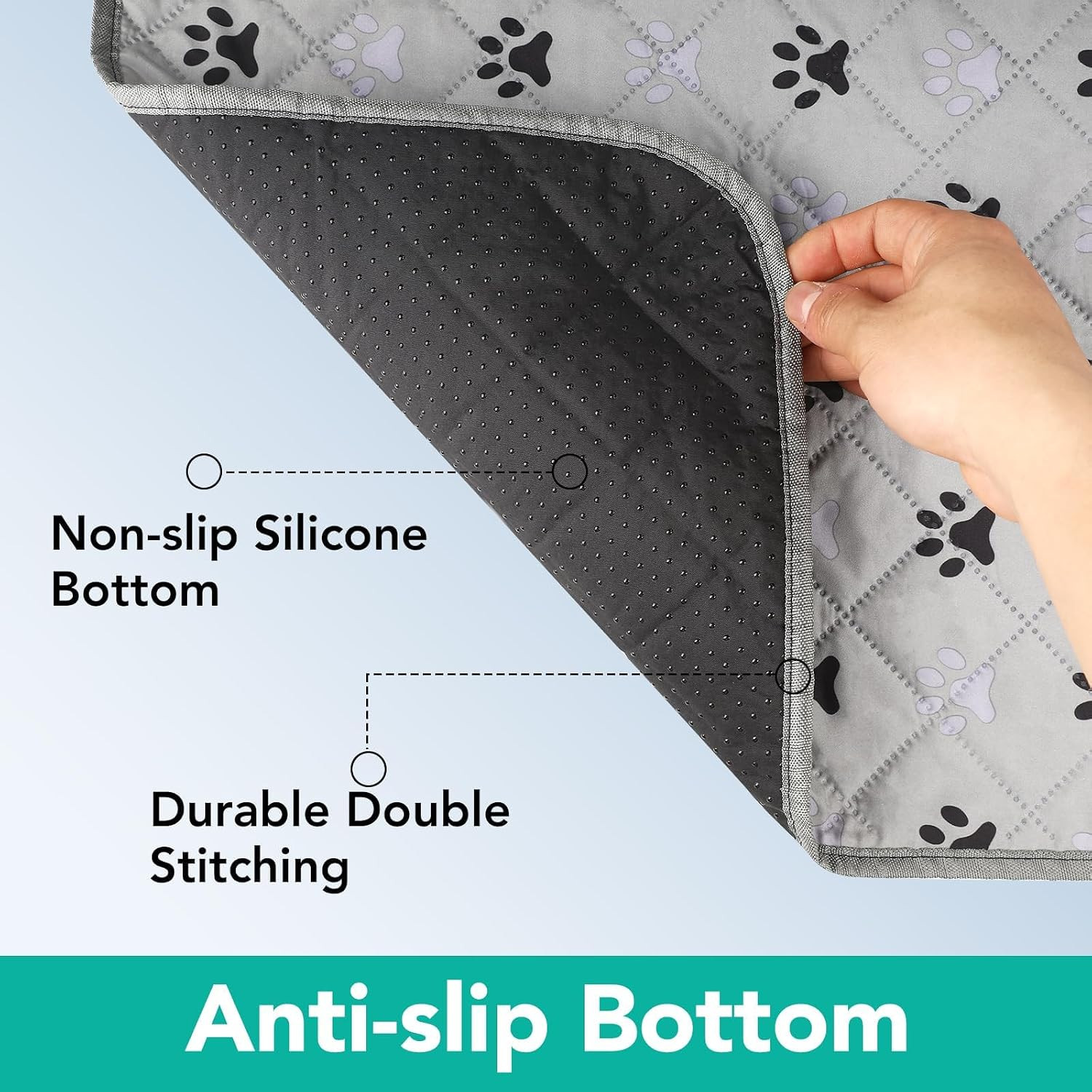 FUWERY Washable Pee Pads for Dogs 34″X36″,Grey, 2 Packs | Thick Heavy Absorbency