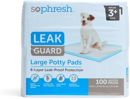 So Phresh Large Leak Guard Quilted Potty Pads 5 Layer Protection 100 Pads