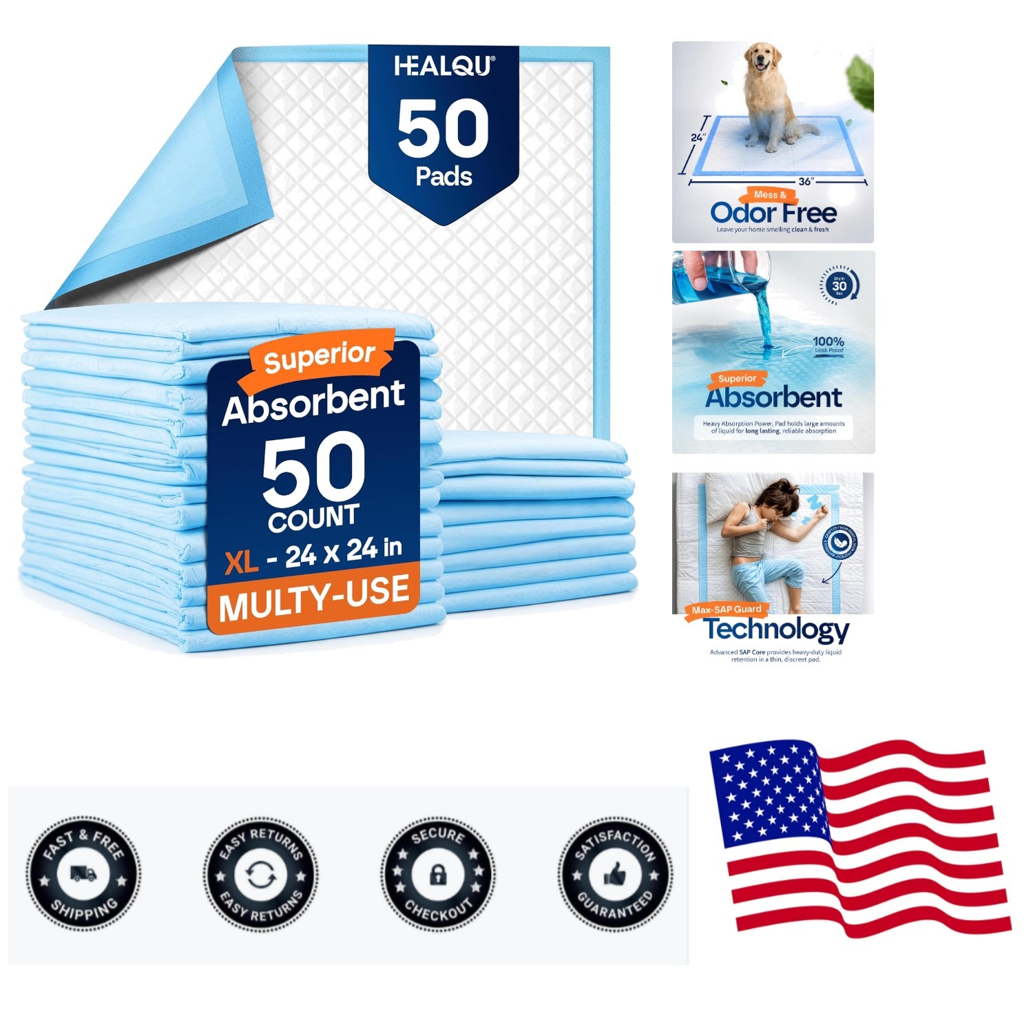 Puppy Pads – 50-Count, 24×24 – Advanced Leakproof Technology for Housebreakin…