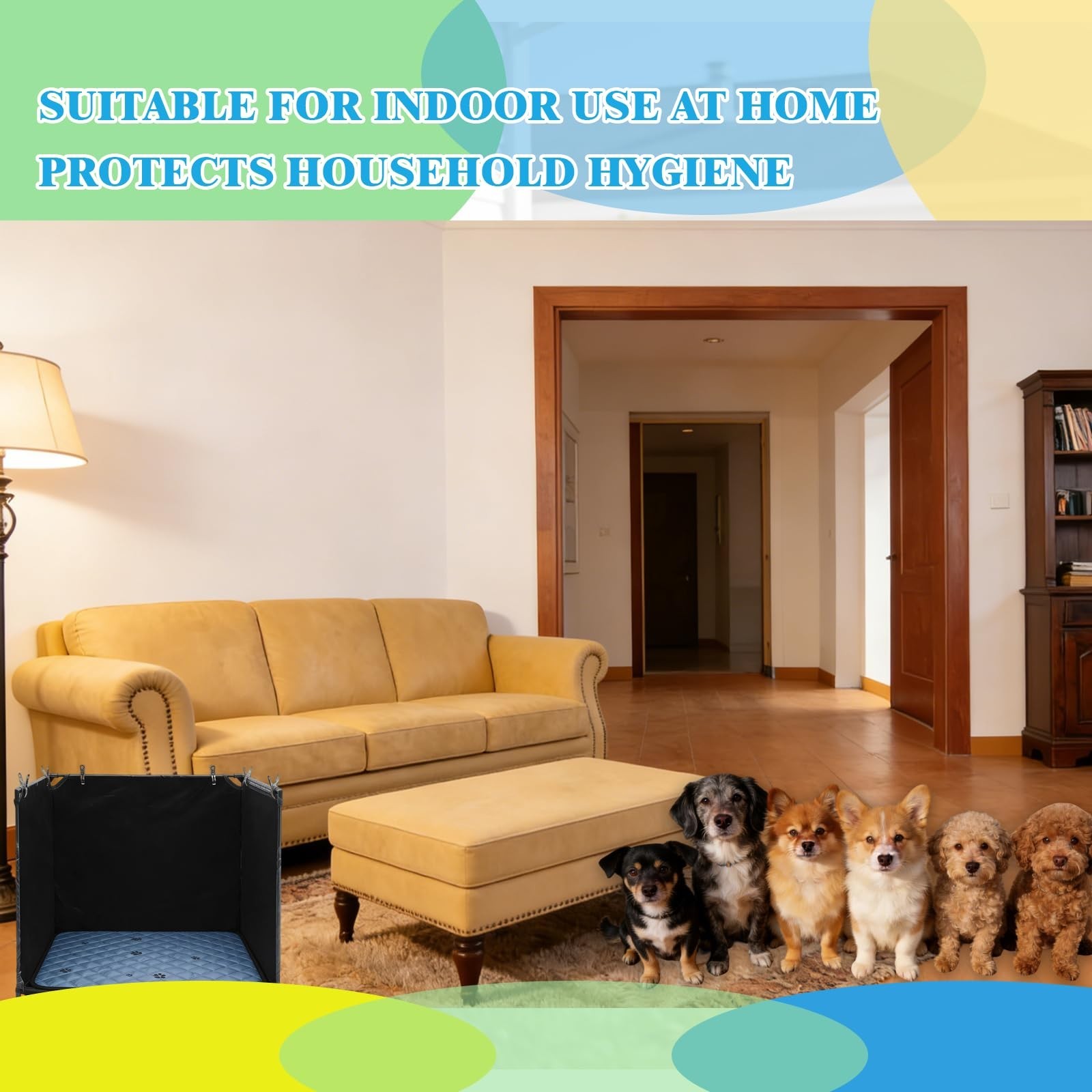 Washable Dog Pee Pad Holder Tray – Foldable Indoor Potty Station for Small Dogs,