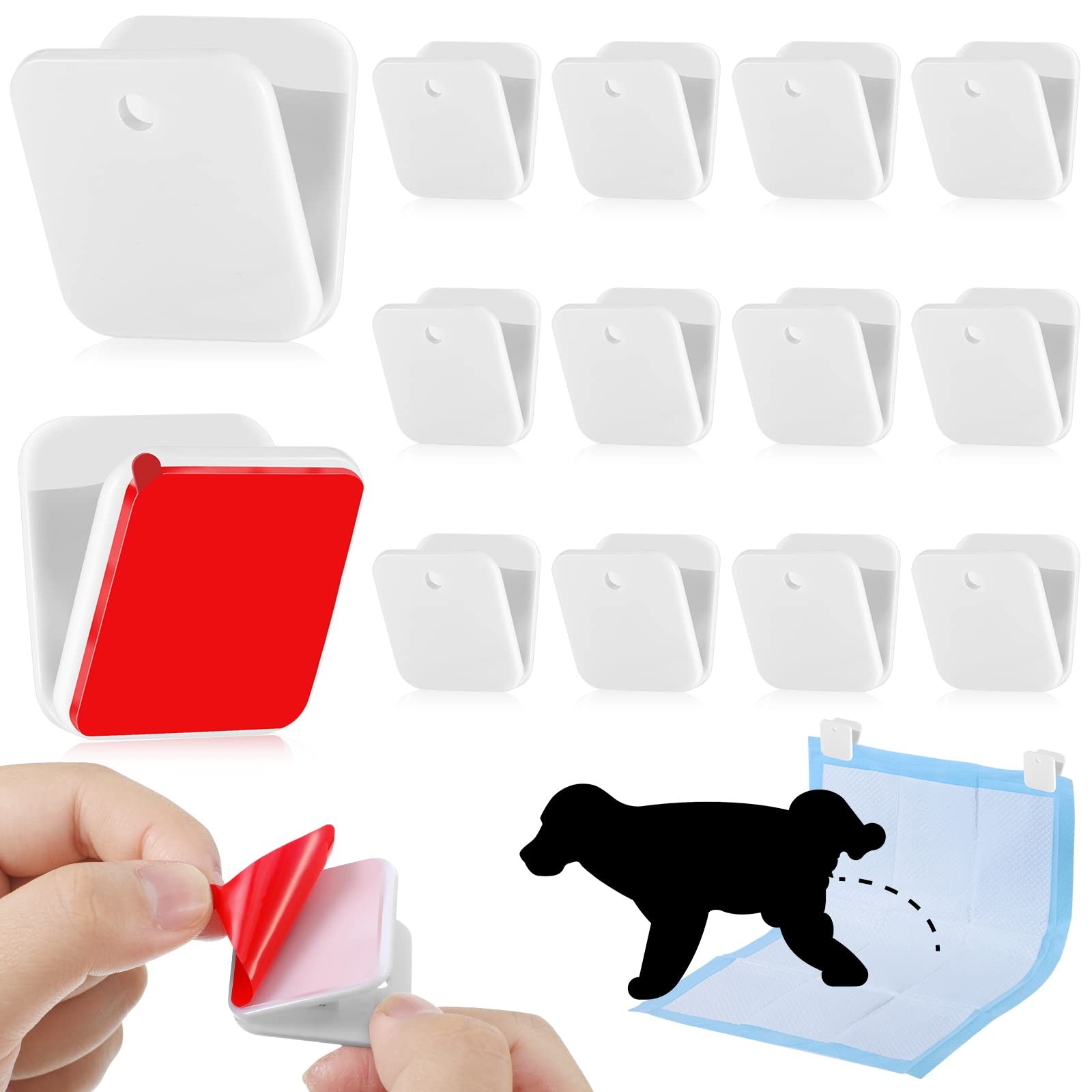 Yalikop 12 Pcs Wall Pee Pad Holder Dog Potty Training Sticky White