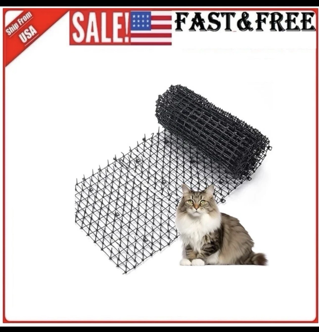 Cat Scat Mat with Spikes 6.5ft Plastic Deterrent