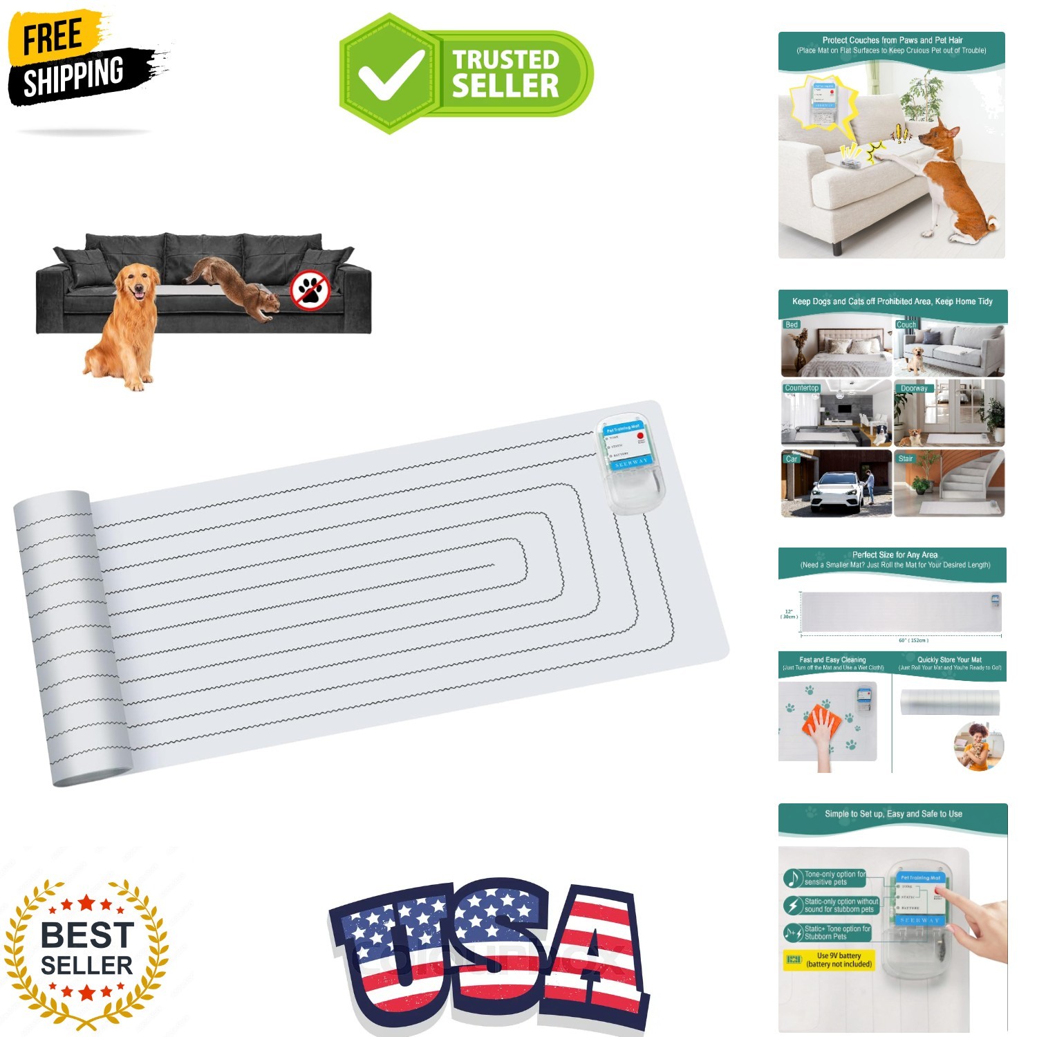 Scat Pet Shock Mat Indoor, Safe Shock Training Pads for Dogs and Cats, Electr…