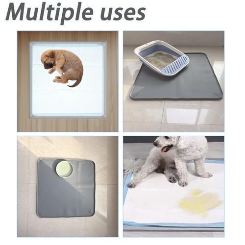 Leak-Proof Dog Pee Pad Tray Holder – 31″x21″ Silicone Mat for Pet Training, Gray