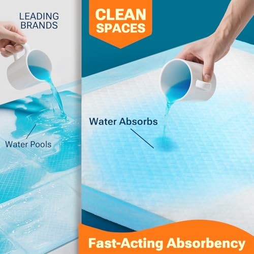 Clean Spaces 100 Count Super Absorbency Puppy Pads 22″x 22″x22″ 100 CT Blue