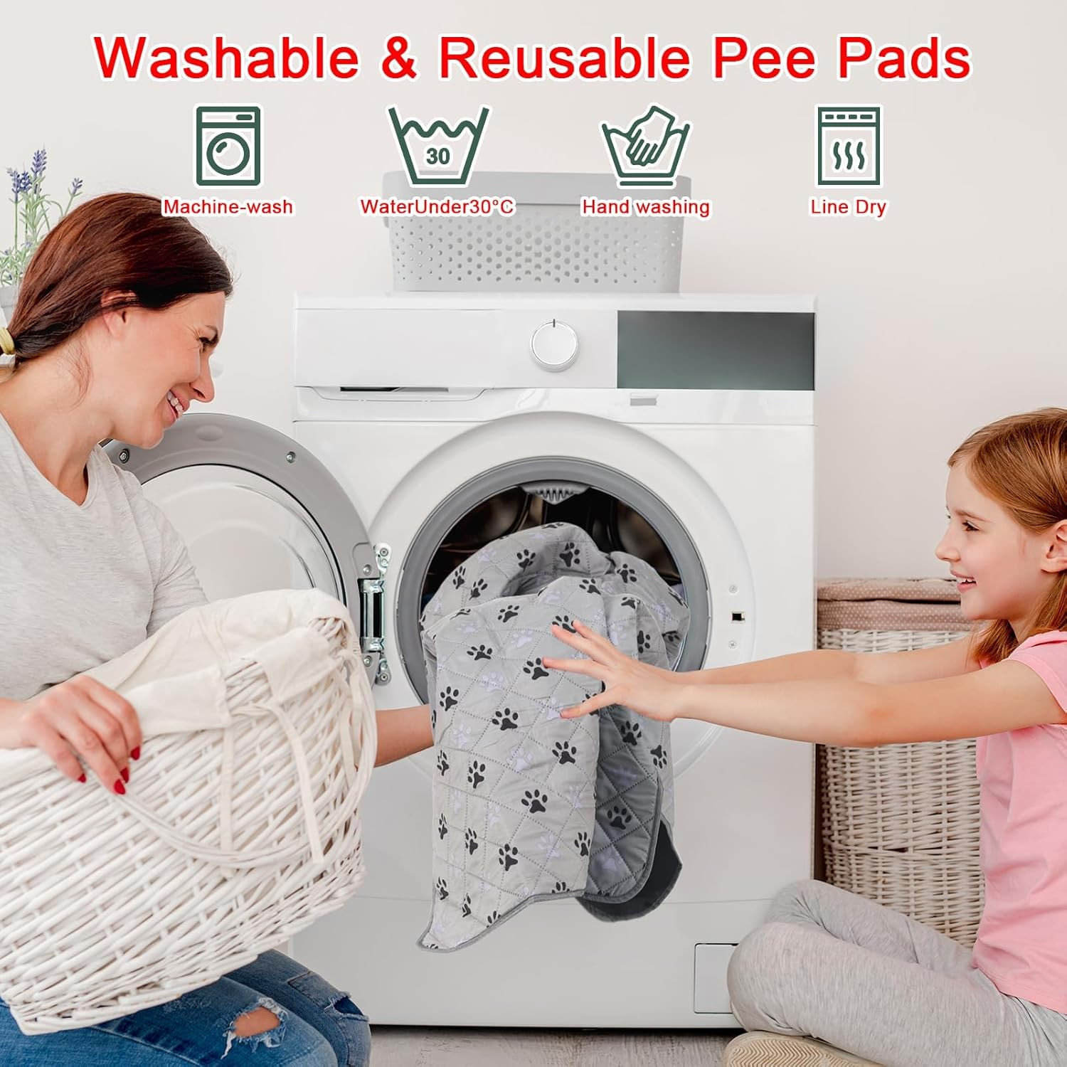 2 Pack 72″X 72″ Waterproof Non Slip Wee Wee Pad，Reusable Washable Pee Pads for D