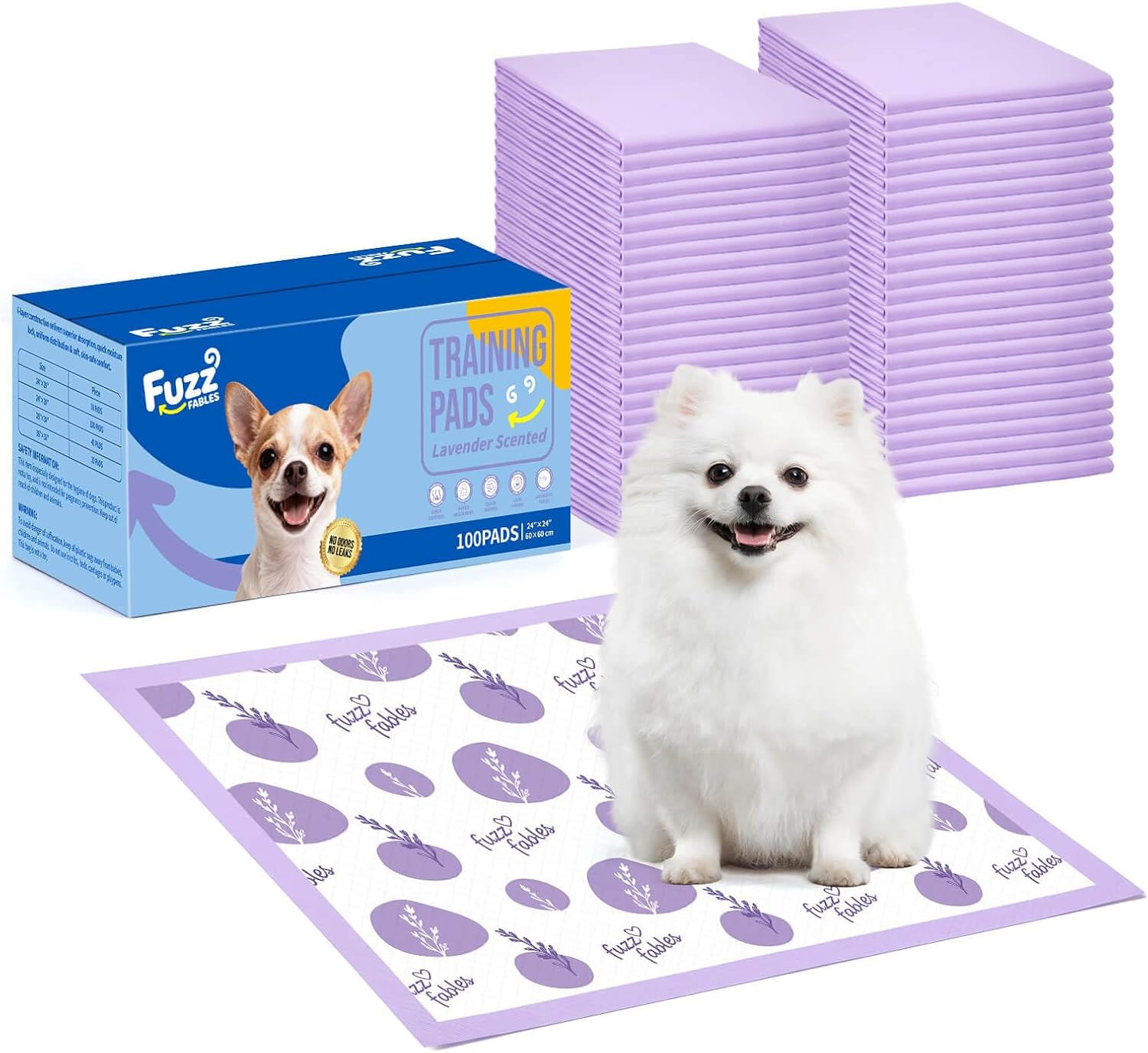 Dog Training Pads-24″X 24″,Disposable Puppy Pads,100Cts | Super Absorbent, Laven