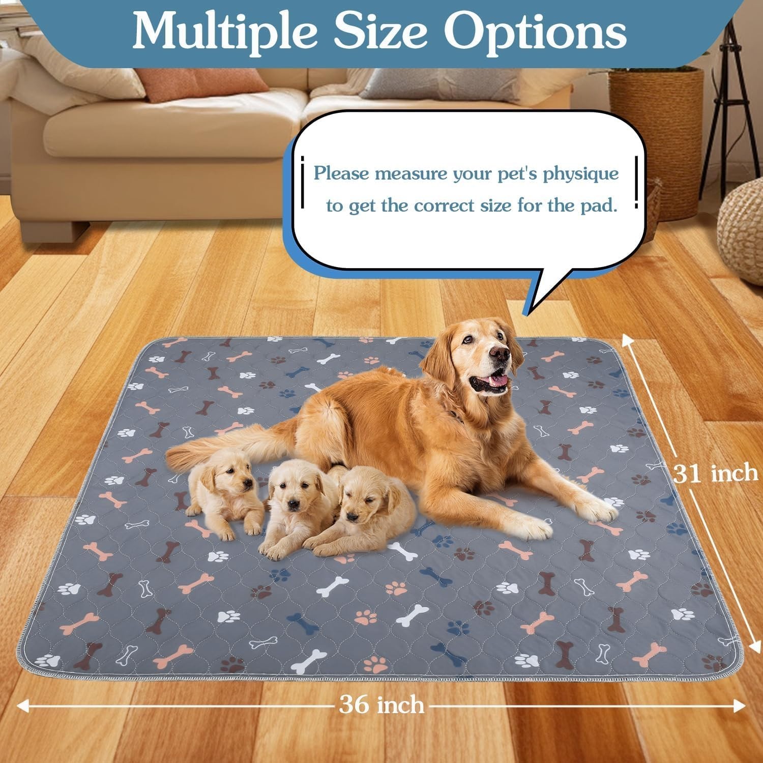 Super Absorbent Washable Dog Pee Pads, 2 Pack 18″x24″, Perfect for Home & Travel