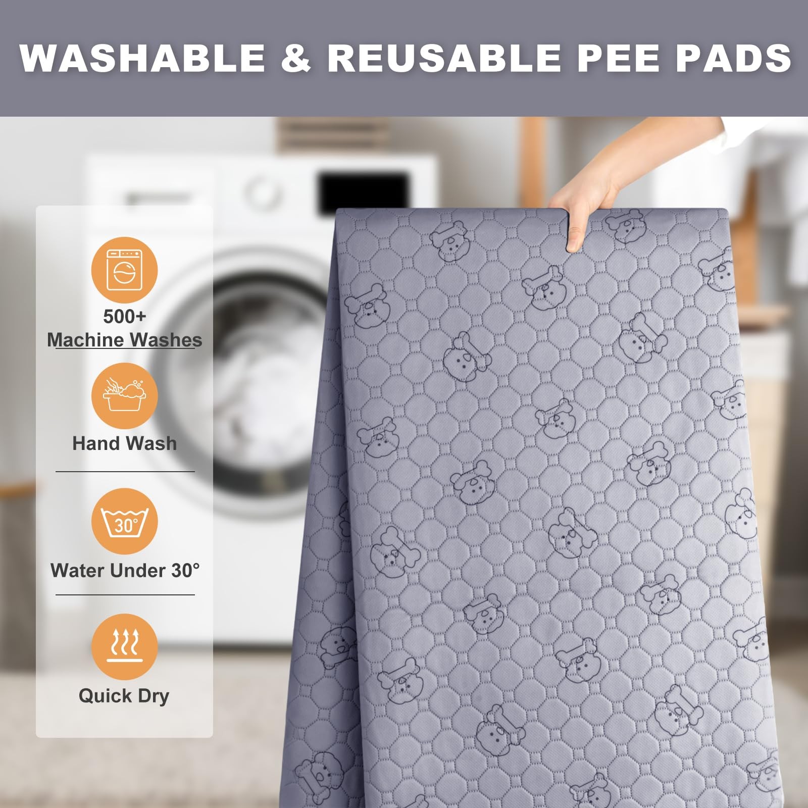 Fomeiodo Washable Pee Pads Gray 36″x36″ 2 Pack
