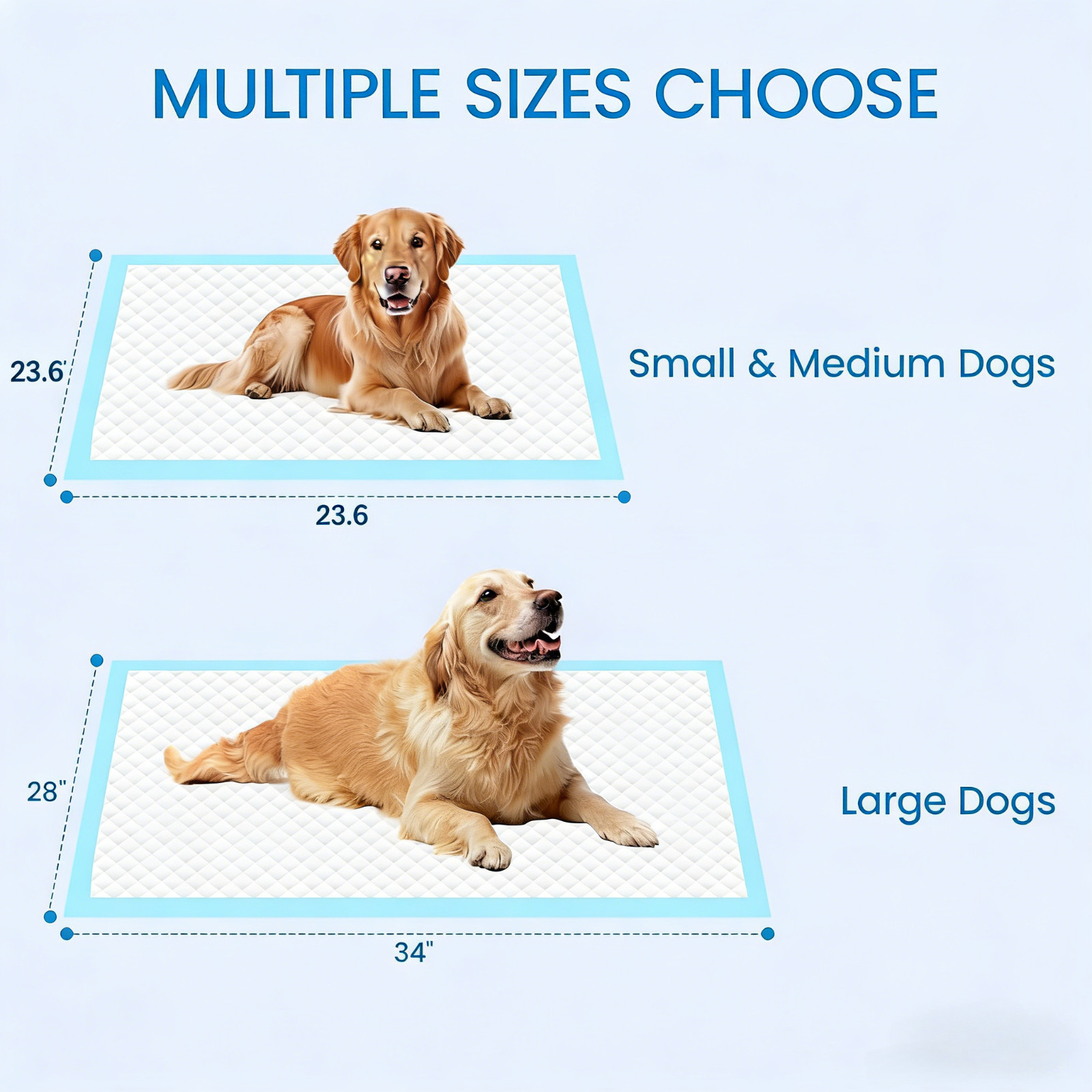 23.6*23.6/34*28 Pee Pads for Dogs, 6 Layers Super Absorbent Training Puppy Pads