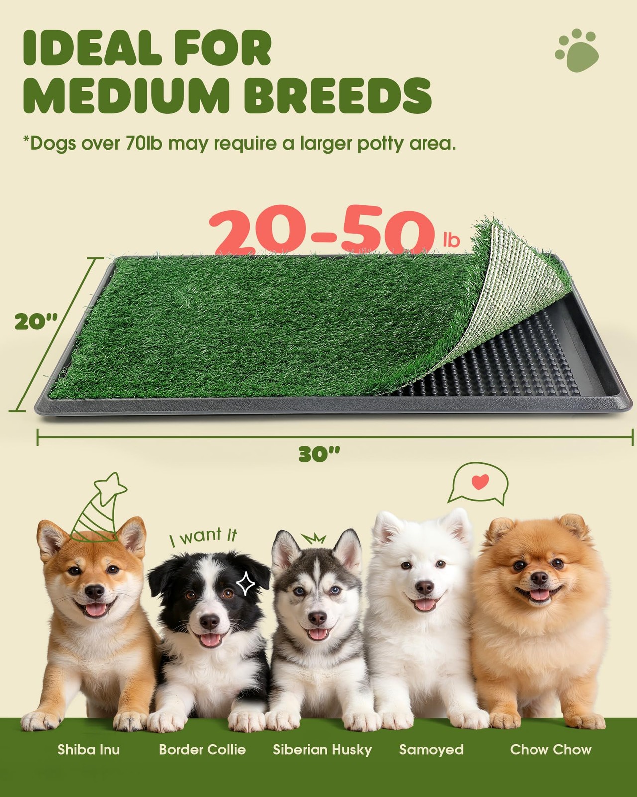 Grass Pad for Dogs Potty – 3-Layer Reusable Dog Grass Pad with Tray, Washable…