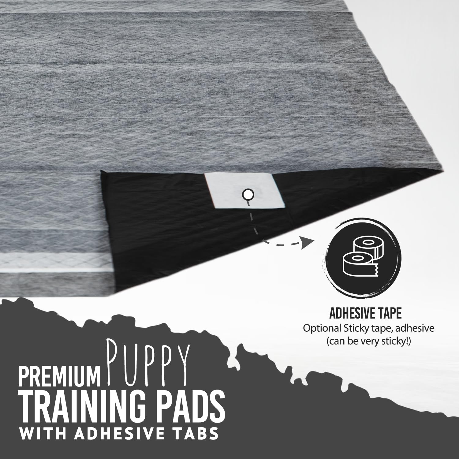 Bulldoglogy 50-Count Carbon Black Dog Pads Puppy Training Pads with Adhesive …