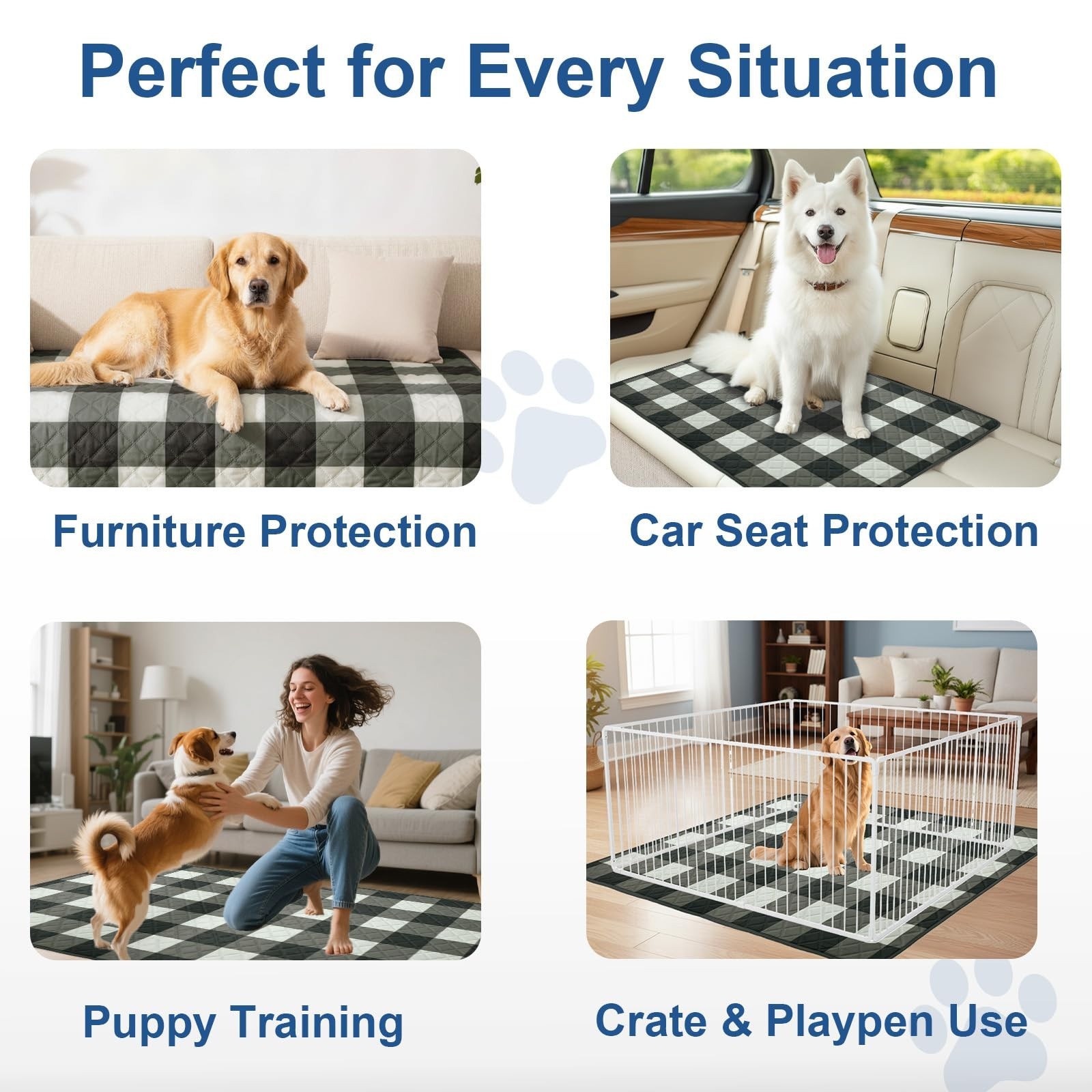 Washable Pee Pads for Dogs(2-Pack, 36″x36″),Absorbent & Leakproof Reusable Tr…