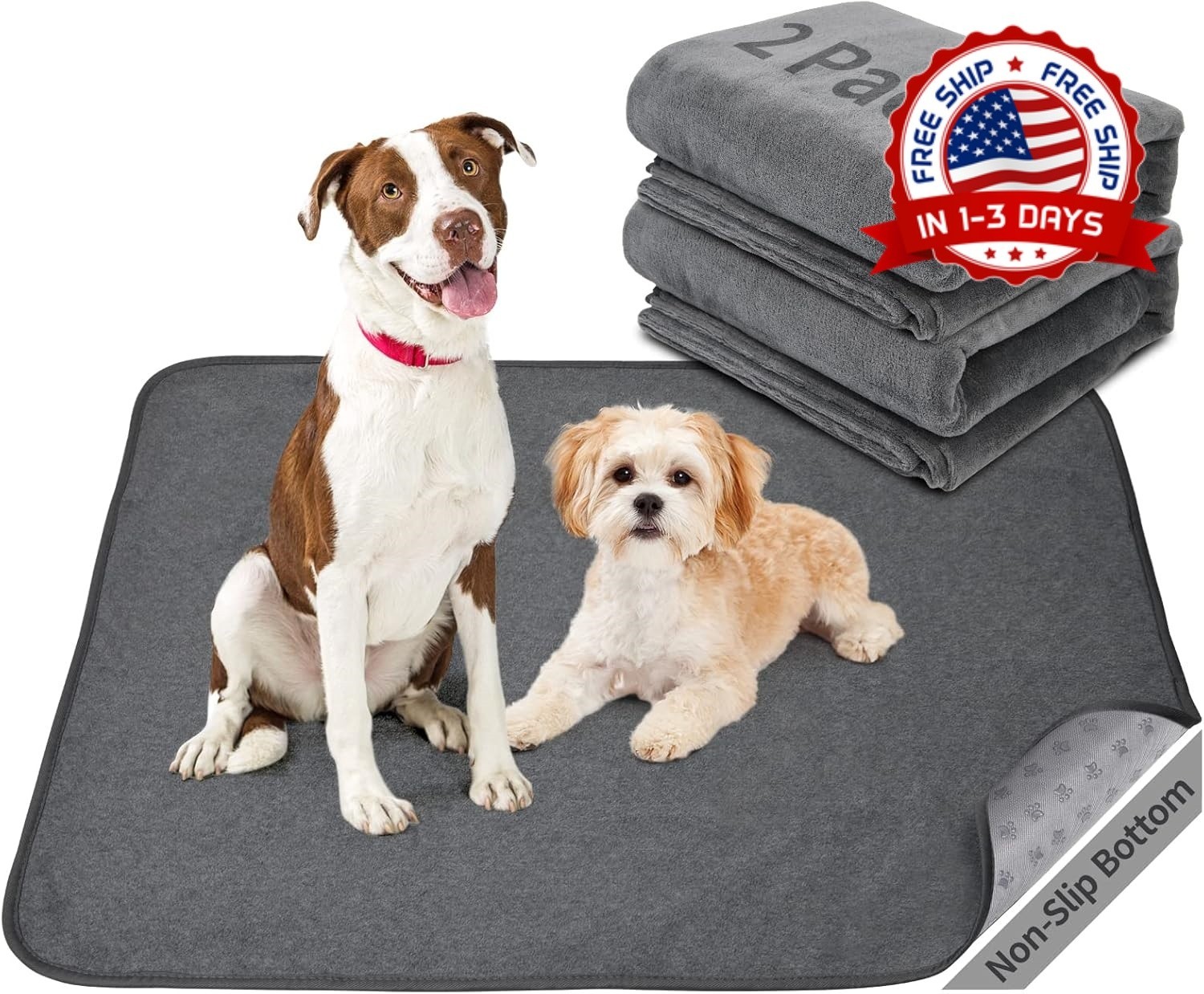 Dos almohadillas lavables 31″x36″ para perros absorbentes a prueba de fugas