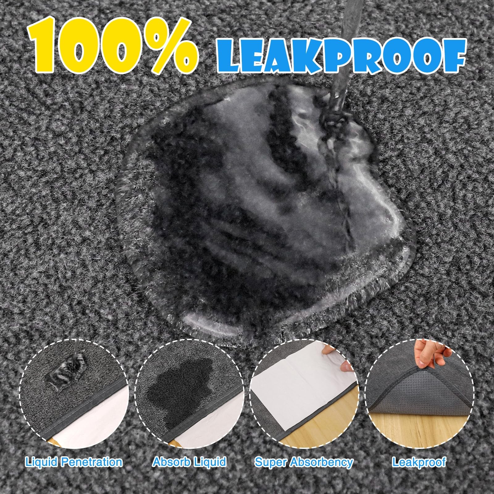 FUWERY 2 Packs 72″x72″ Extra Large Washable Pee Pads for Dogs