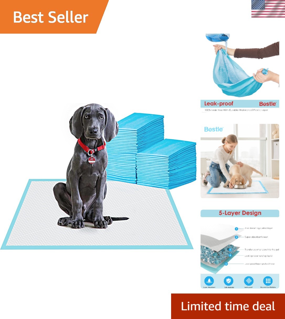 24″ x 24″ Extra Large Dog Pee Pads – 80 Count Highly Absorbent & Quick-Dry