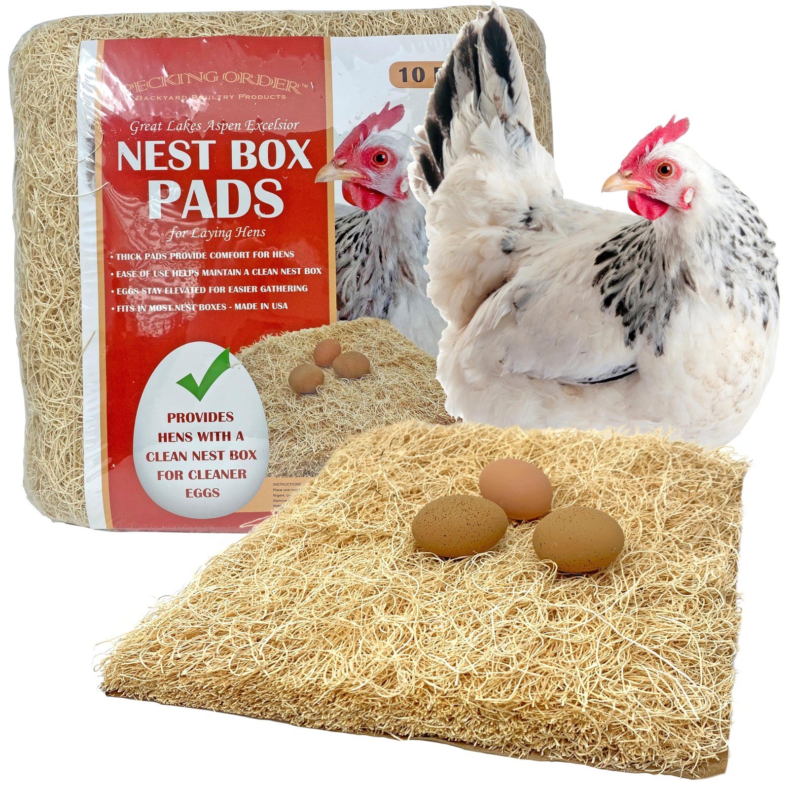 Nest Box Pads for Chicken Nesting Boxes – 13 x 13 Pads Made in USA from Sustaina