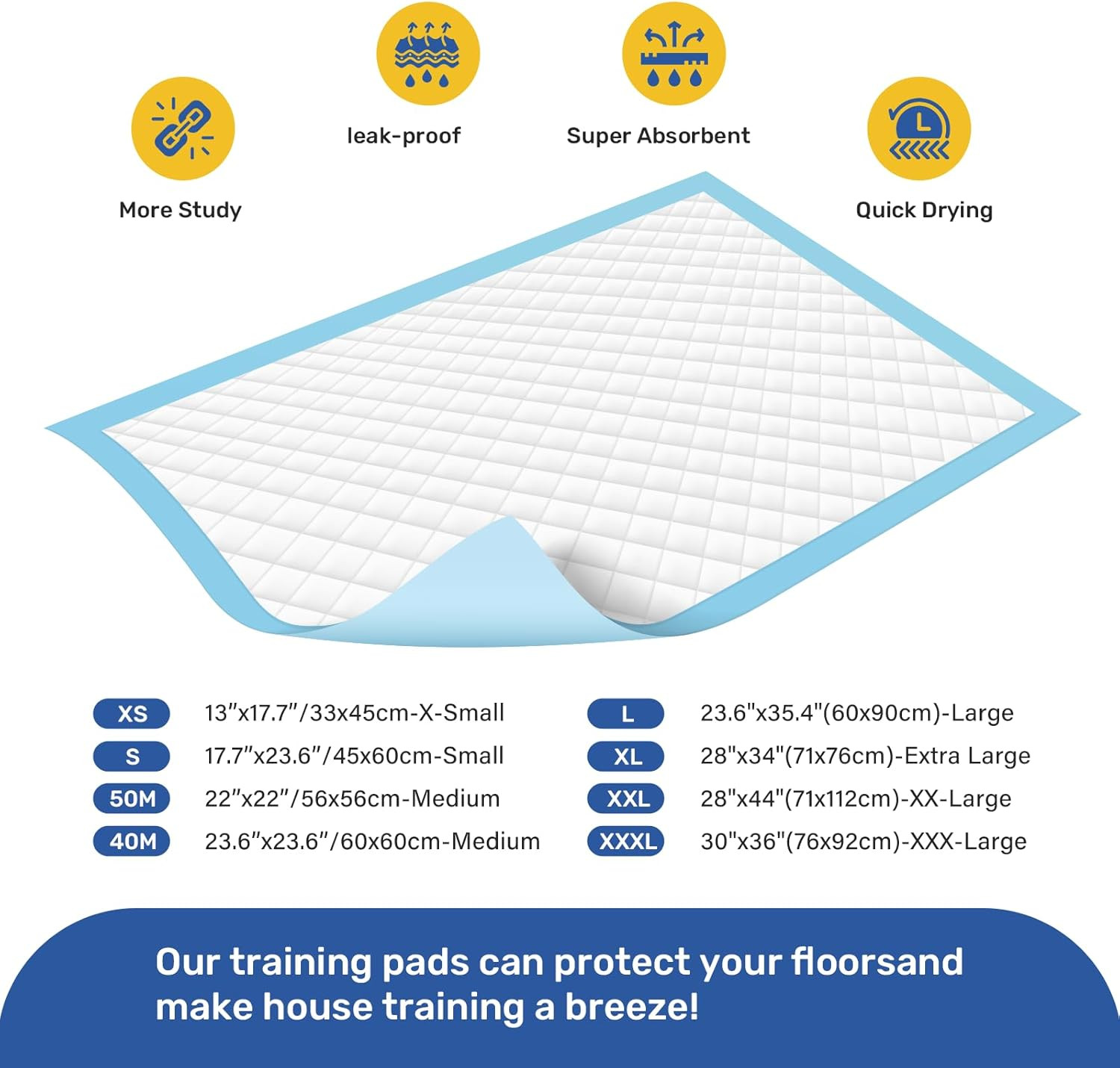 Super Absorbent Waterproof Dog and Puppy Pet Training Pad, Housebreaking Pet Pad