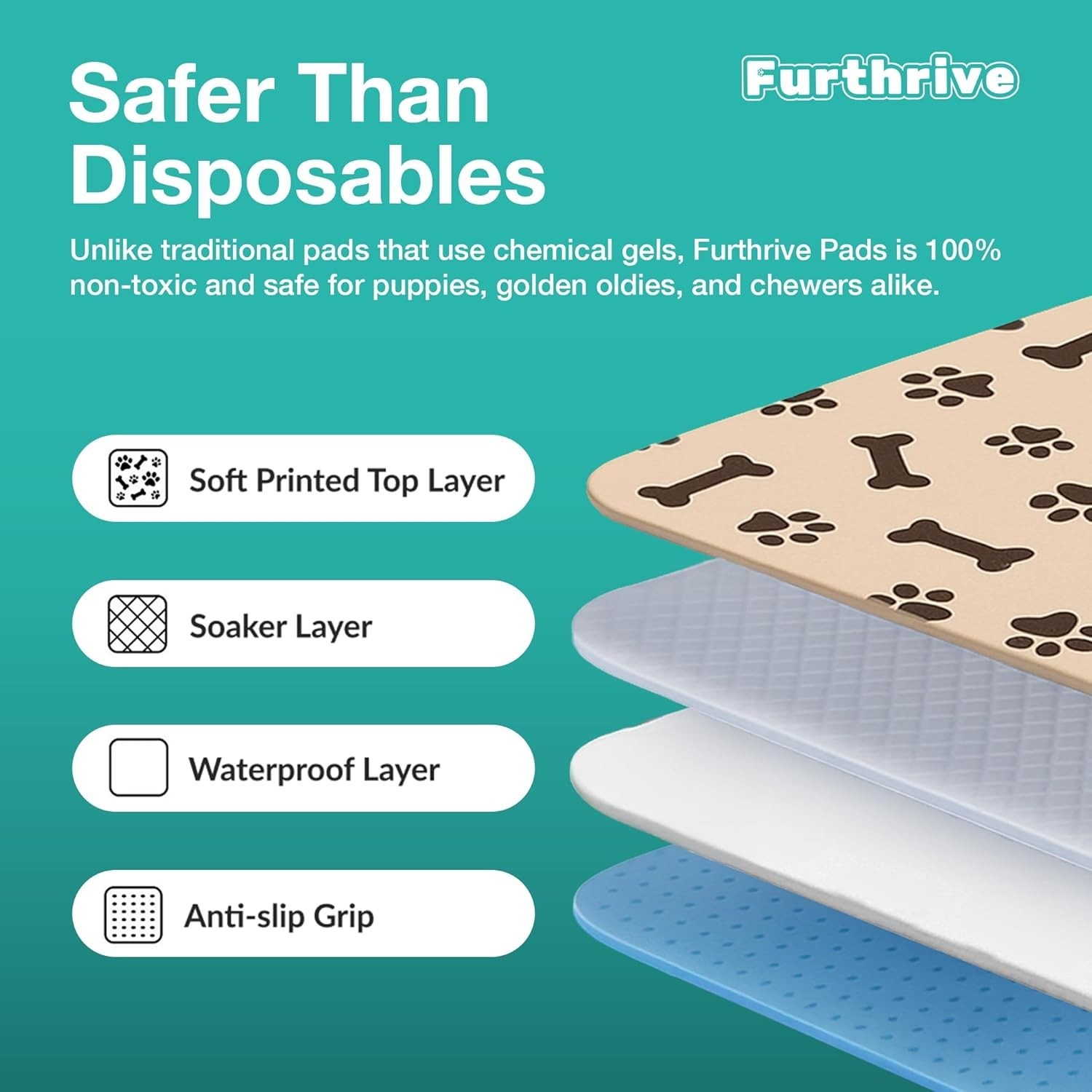 Furthrive Washable Pee Pads for Dogs with Pheromone Attraction, Reusable Puppy P