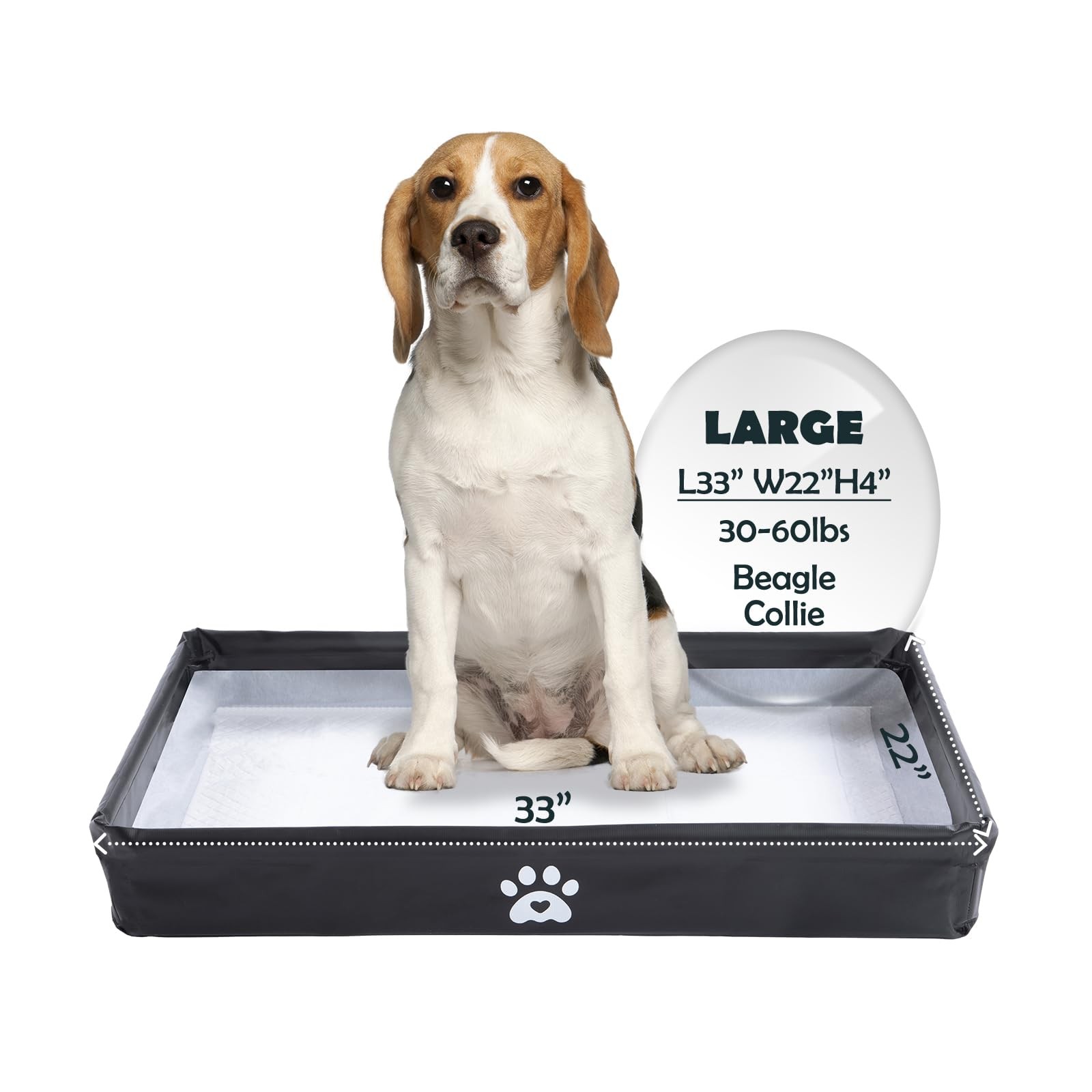 Dog Pee Pad Holder Tray Foldable, Puppy Pad Holder Liner Base High Side, Litt…