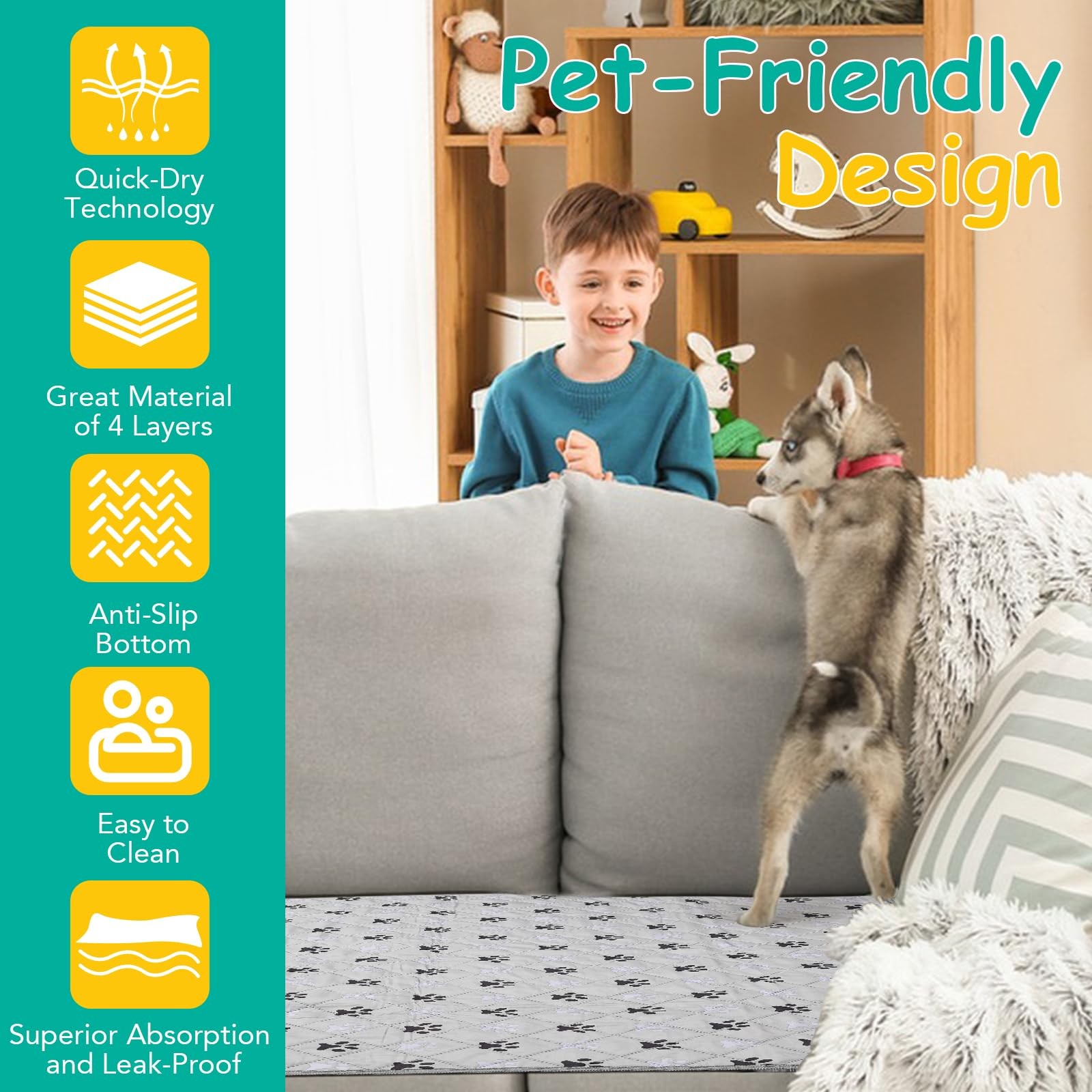 2 Pack Extra Large 72″X72″ Washable Pee Pads for Dogs Super Absorbent Dog Tra…