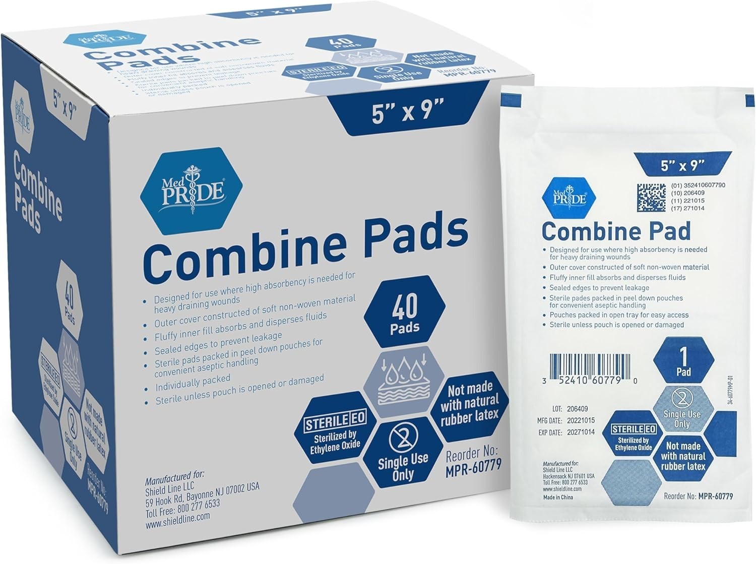 Individually Wrapped 5×9 Inch Sterile ABD Pads – 40 Count Medical Dressings