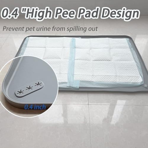 Leak-Proof Dog Pee Pad Tray Holder – 31″x21″ Silicone Mat for Pet Training, Gray