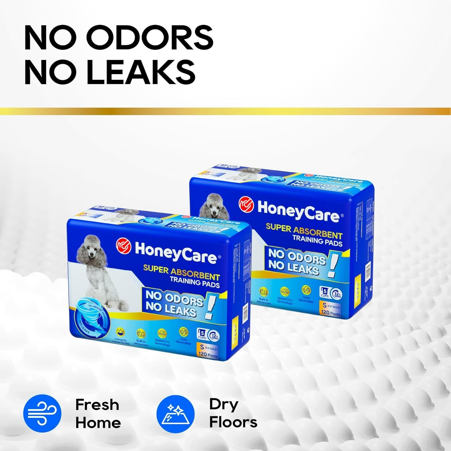 Leak-Proof Puppy Training Pads – 5-Layer, Quick-Dry, 120 Pack, 17.5″x23.5″ Size