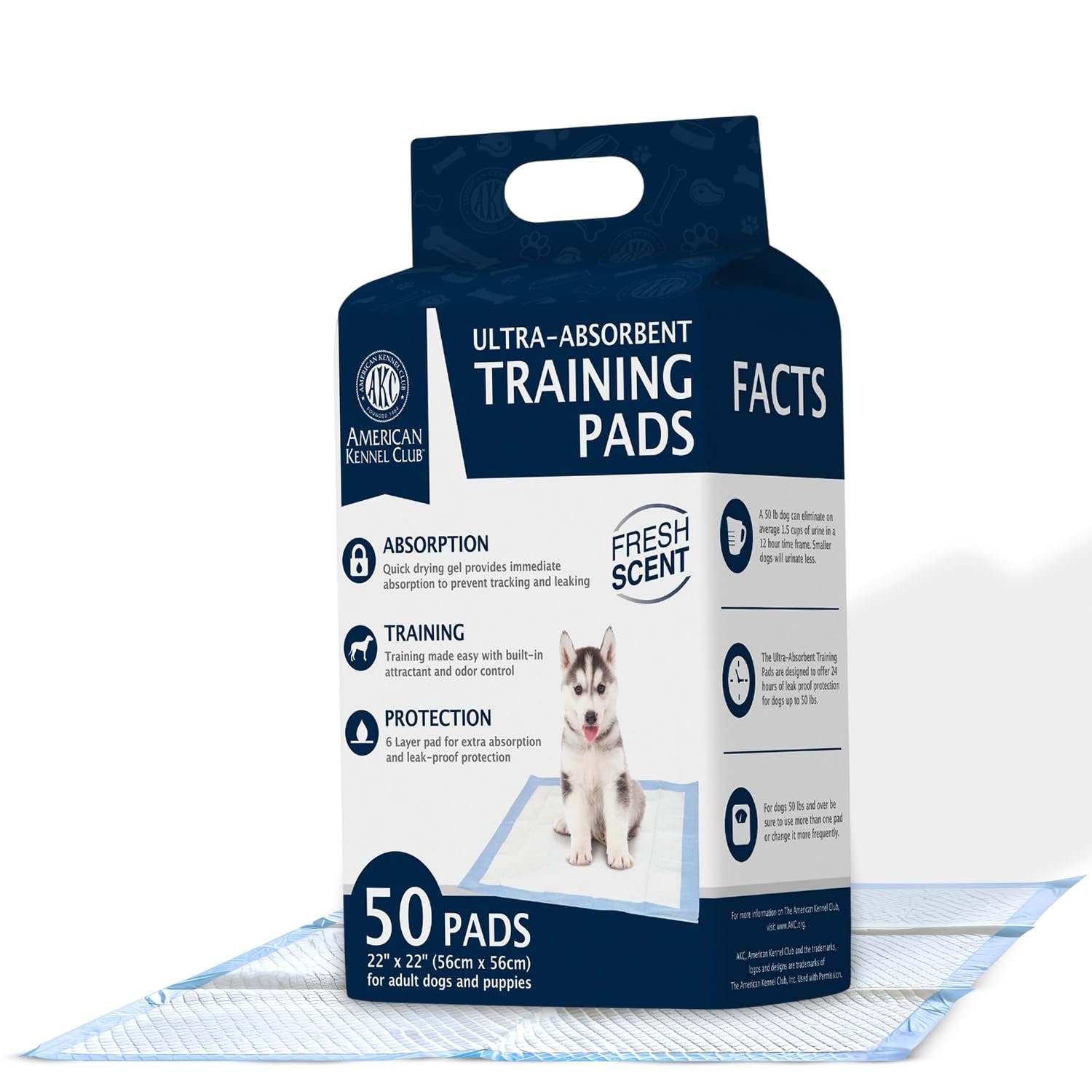 Lot of 12 Sealed AKC Scented Puppy Pads 50ct 22×22 Odor Control (56×56 cm)
