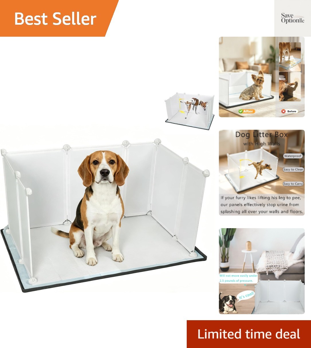 Customizable Dog Pee Pad Holder Tray with Splash Guard – Perfect for Training