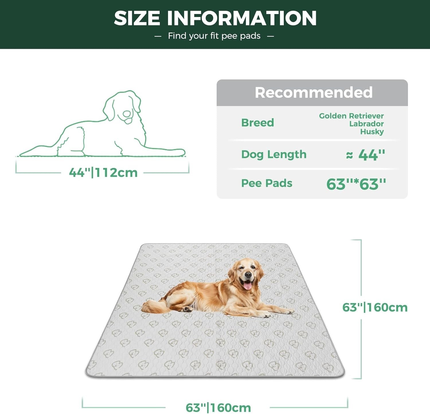 FXW Dog Pet Super Absorbent Washable Pee Pad 63″x63″ Square for 8 Panel 24″ Pen