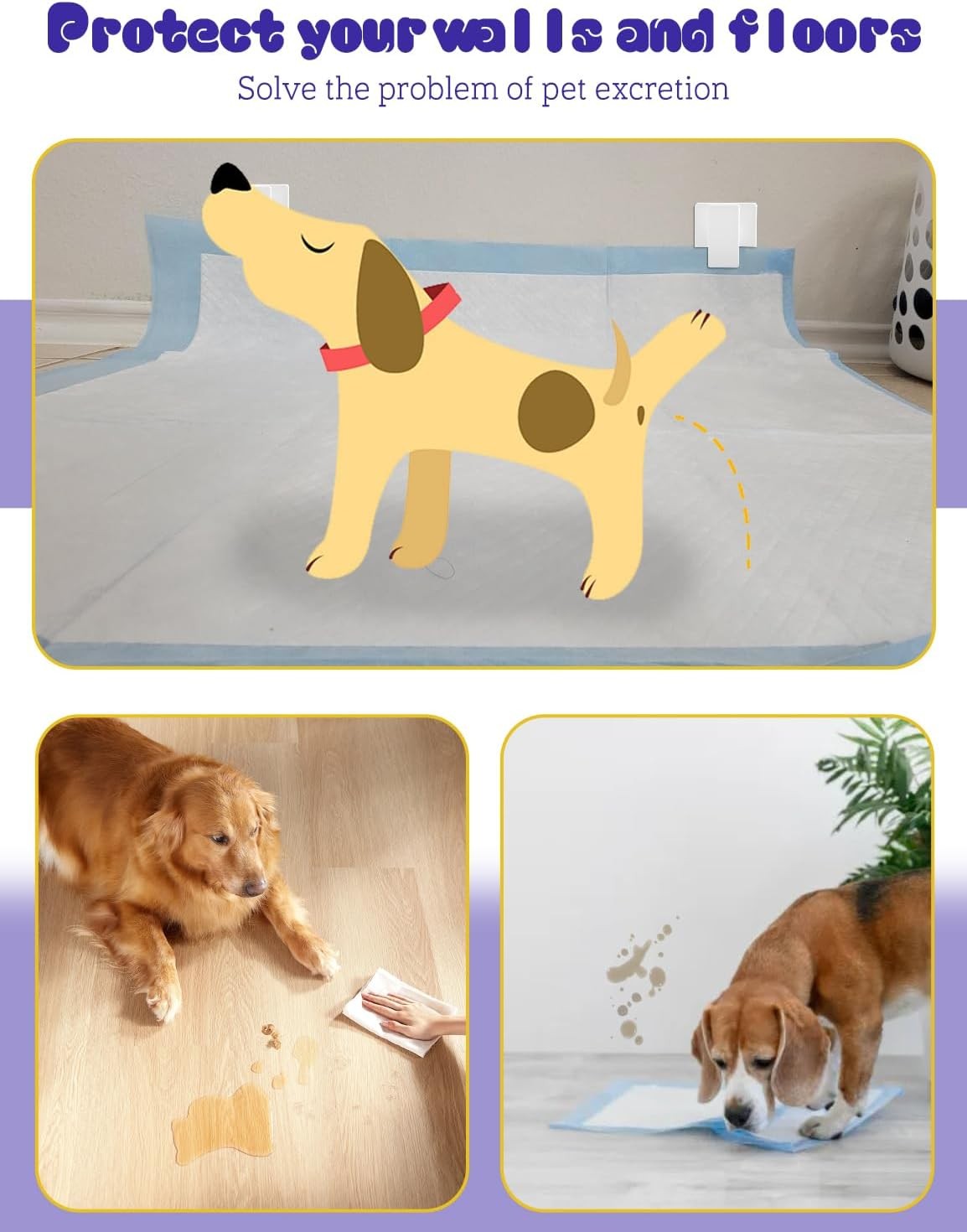 4 Pcs Potty Training Dog Pee Pad Holder for 1 Count (Pack of 4), White+4Pcs