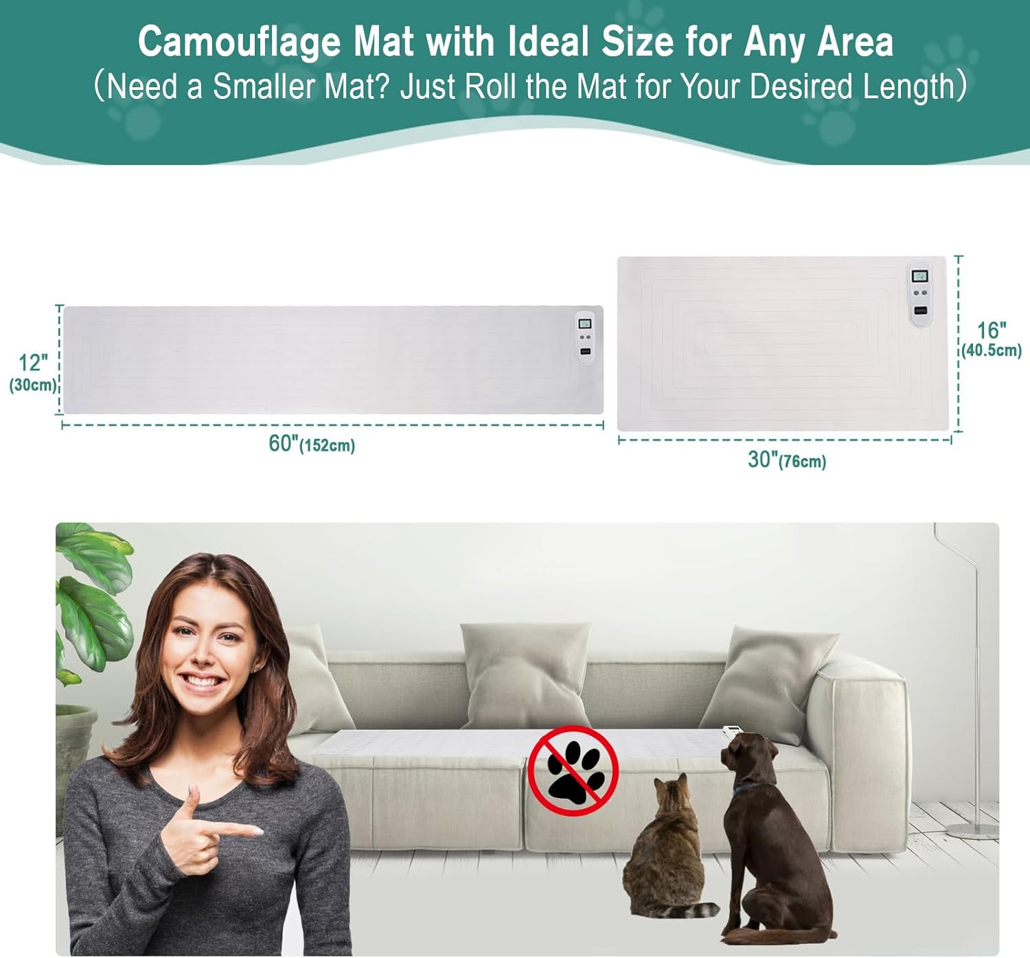 Scat Pet Shock Mat 2 Pieces in Different Size, Shock Pads for Dogs and Cats Trai