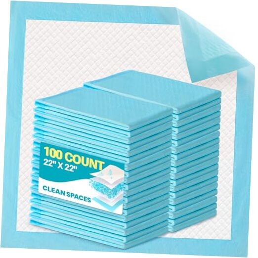Clean Spaces 100 Count Super Absorbency Puppy Pads 22″x 22″x22″ 100 CT Blue