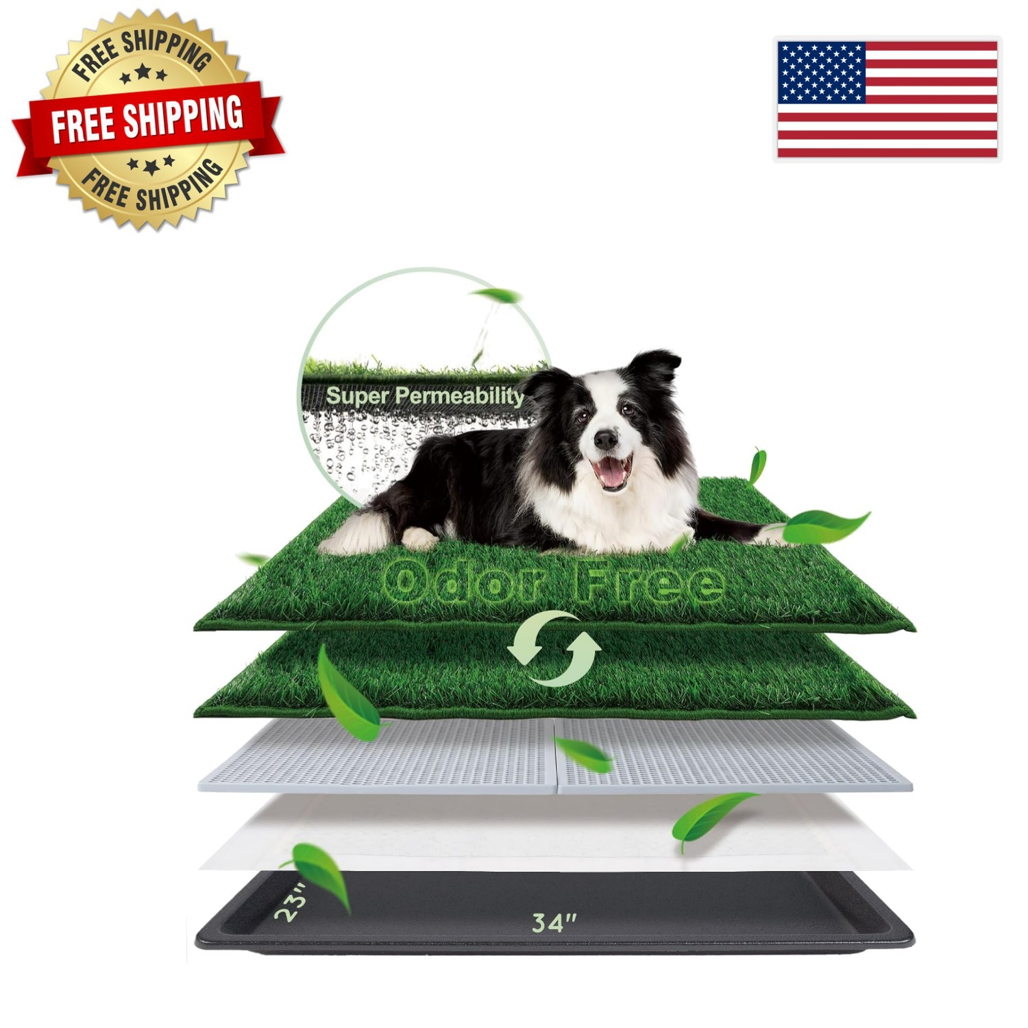 Durable 2-Piece Dog Grass Pad with Hemmed Edges – Odor-Free for Easy Cleaning