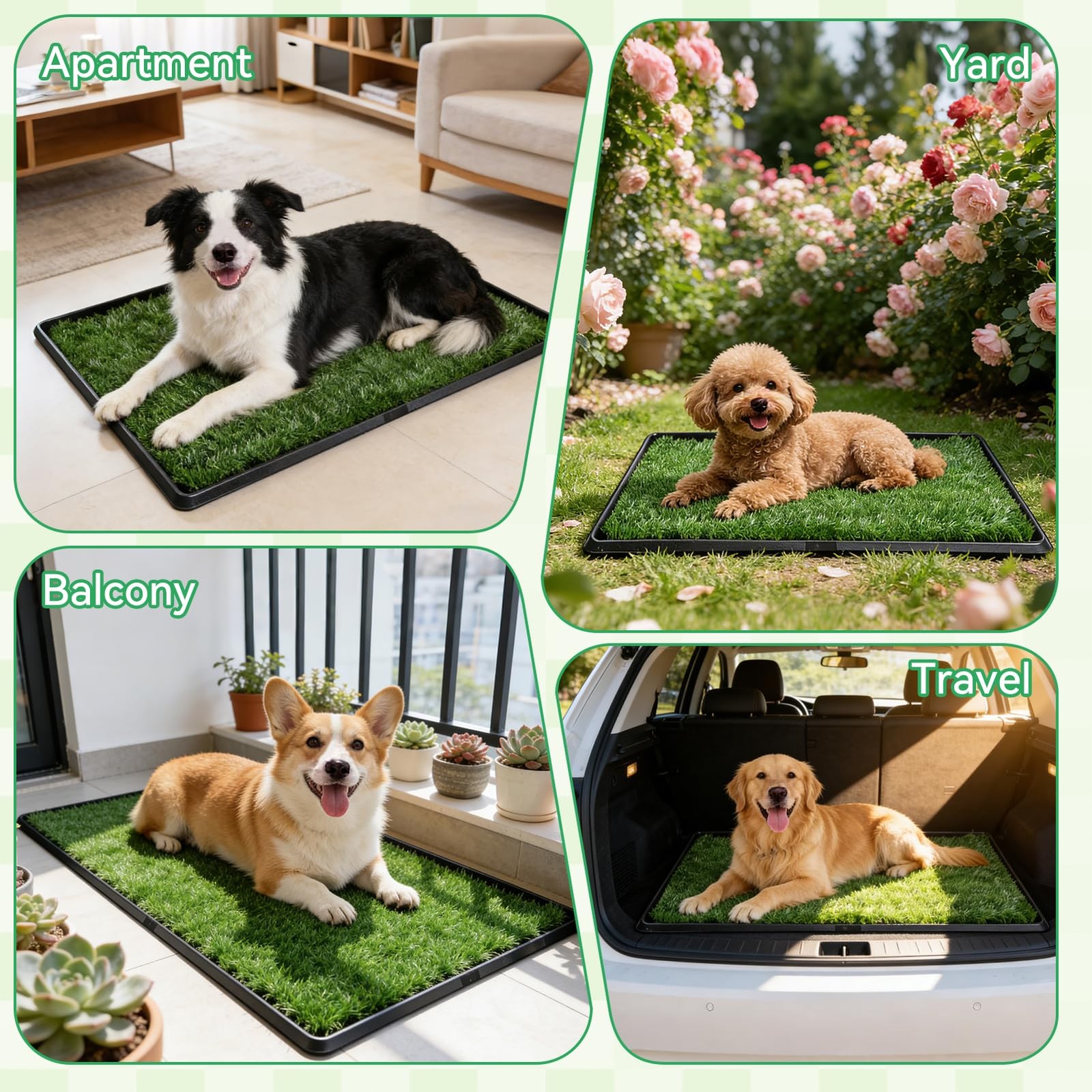 Artificial Grass Potty Pad for Dogs, 20×30 Inch Indoor Dog Litter Box with Tr…