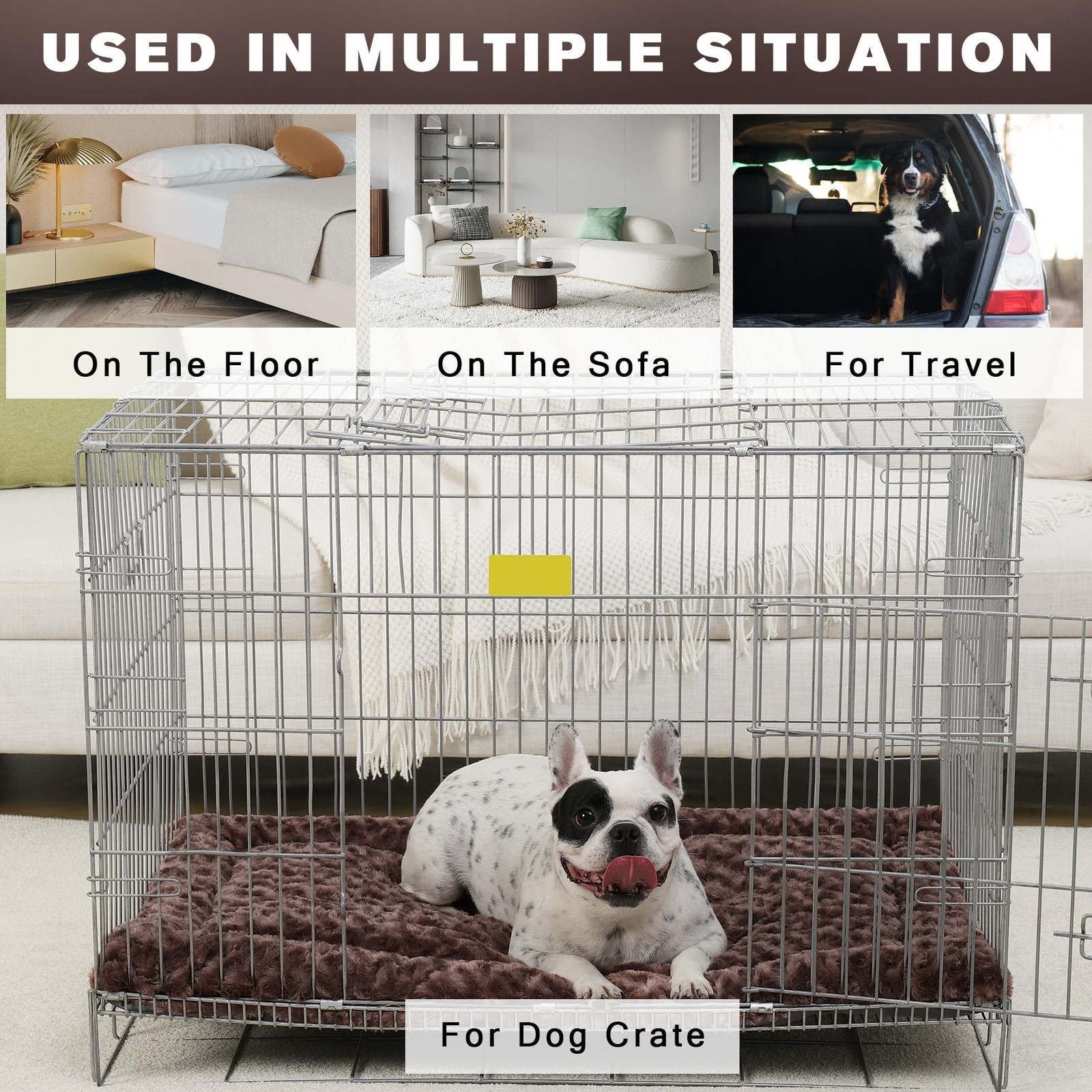 Exsnugy Washable Dog Bed Mat Large Size Fluffy Pet Crate Pad 42×28 XL | Non-S…