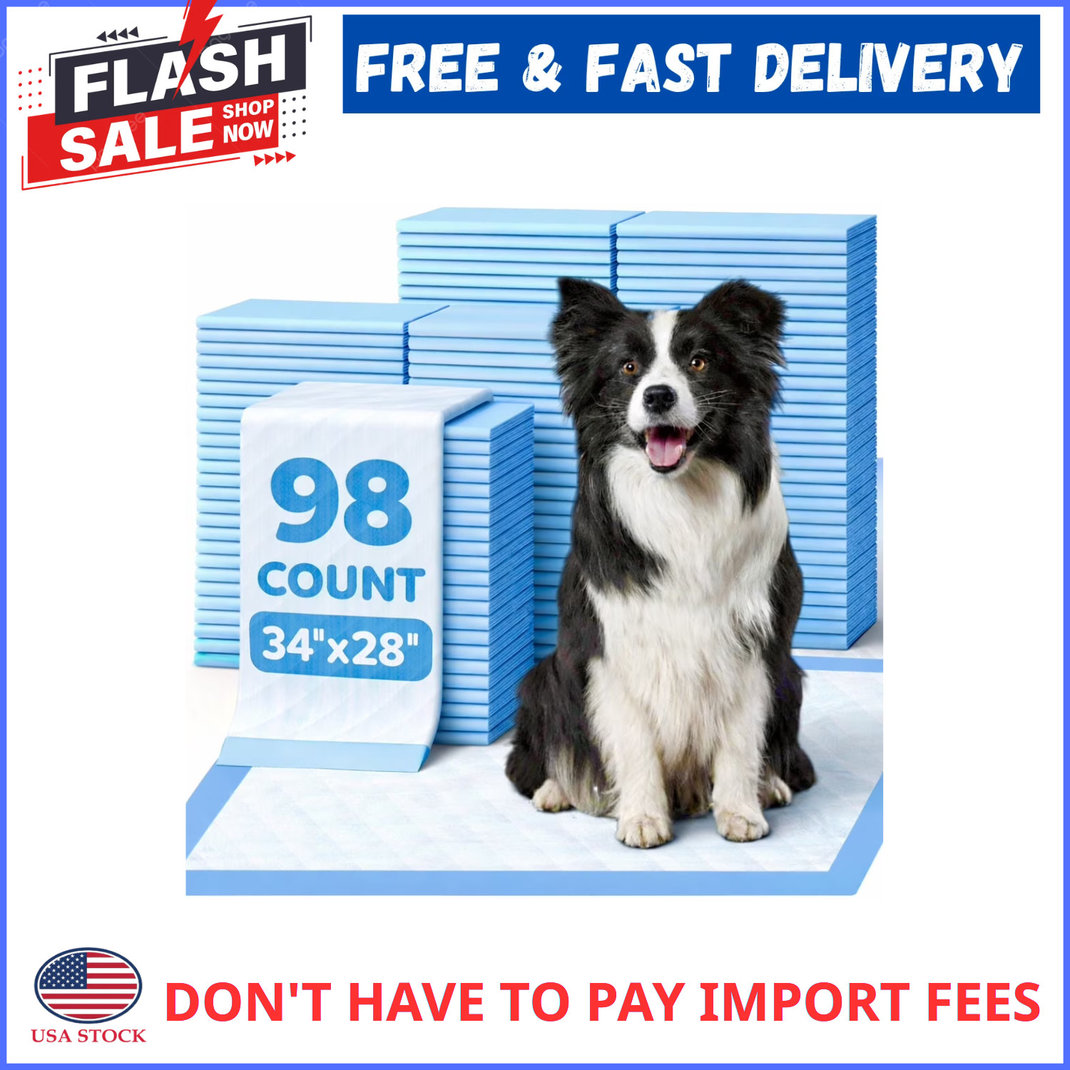 Powools XL Puppy Pads 98 Count Leak Proof Super Absorbent Dog Training Pads