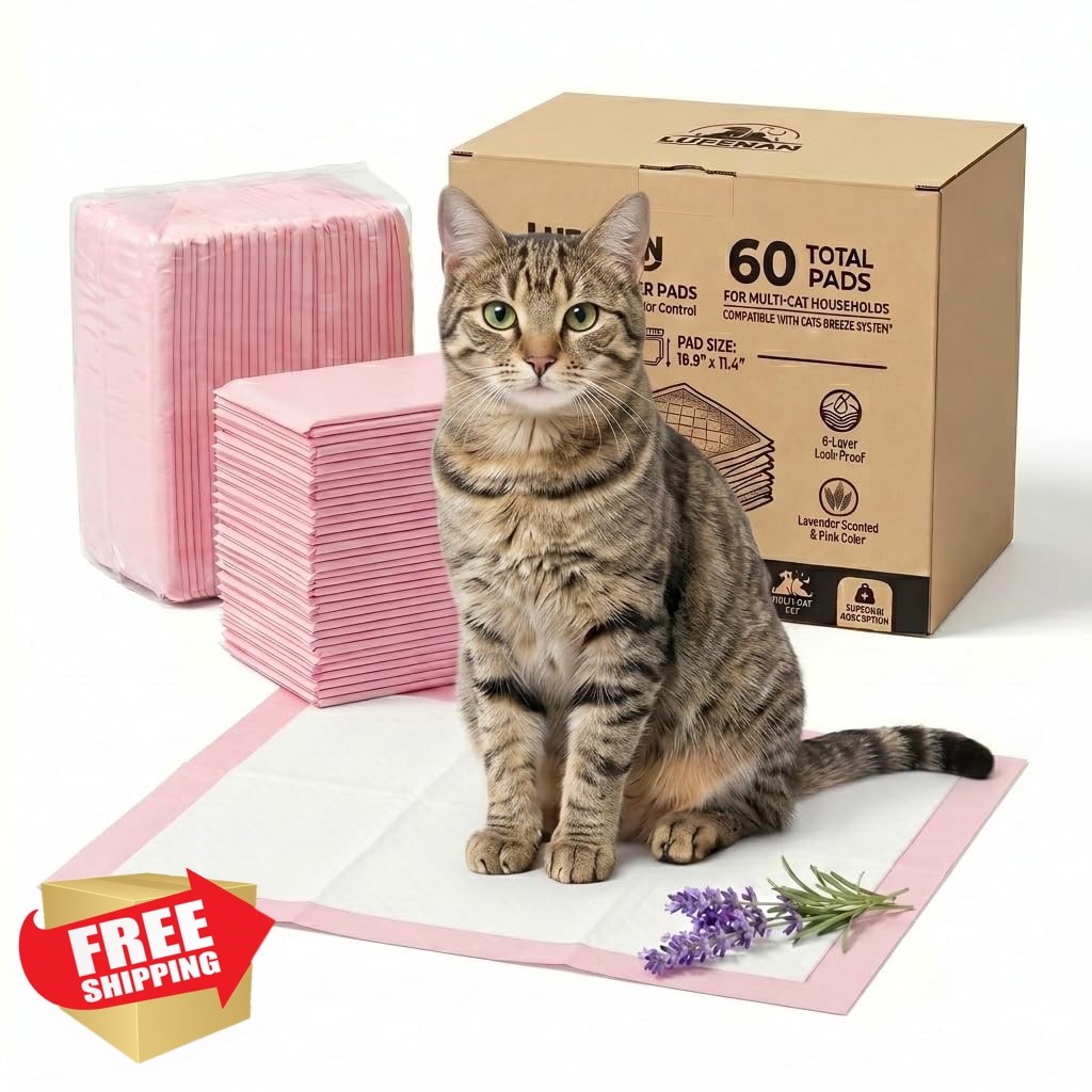 LUPENAN Cat Pee Pads Pink 60 Count